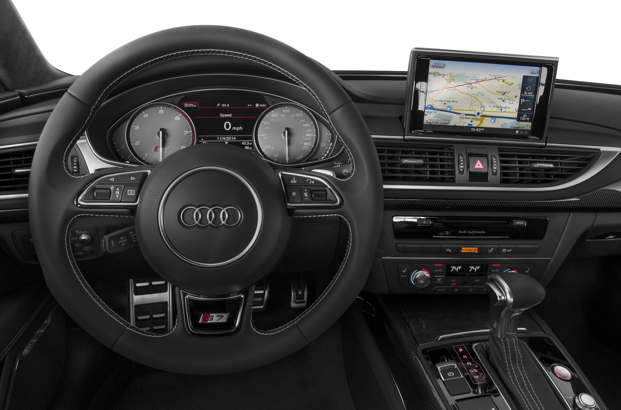 Multifunction steering wheel, digital dashboard, navigation screen
