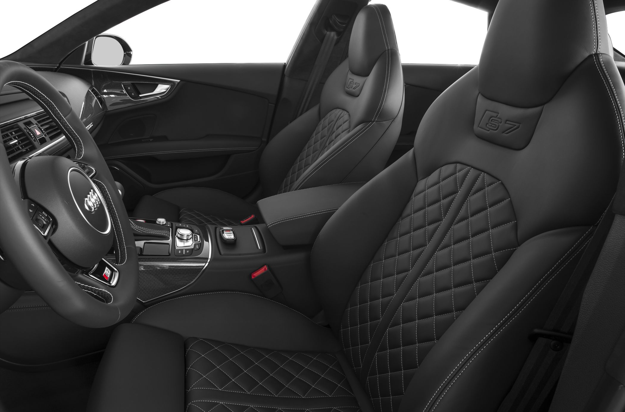 Leather sport seats with diamond stitching and S7 embossed logos