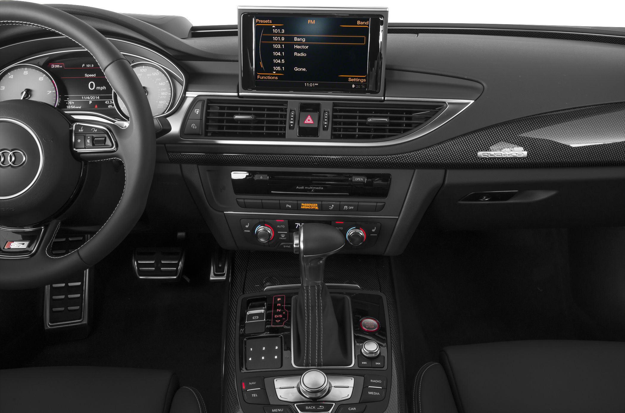 Audi S7 dashboard and center console with multimedia and climate controls