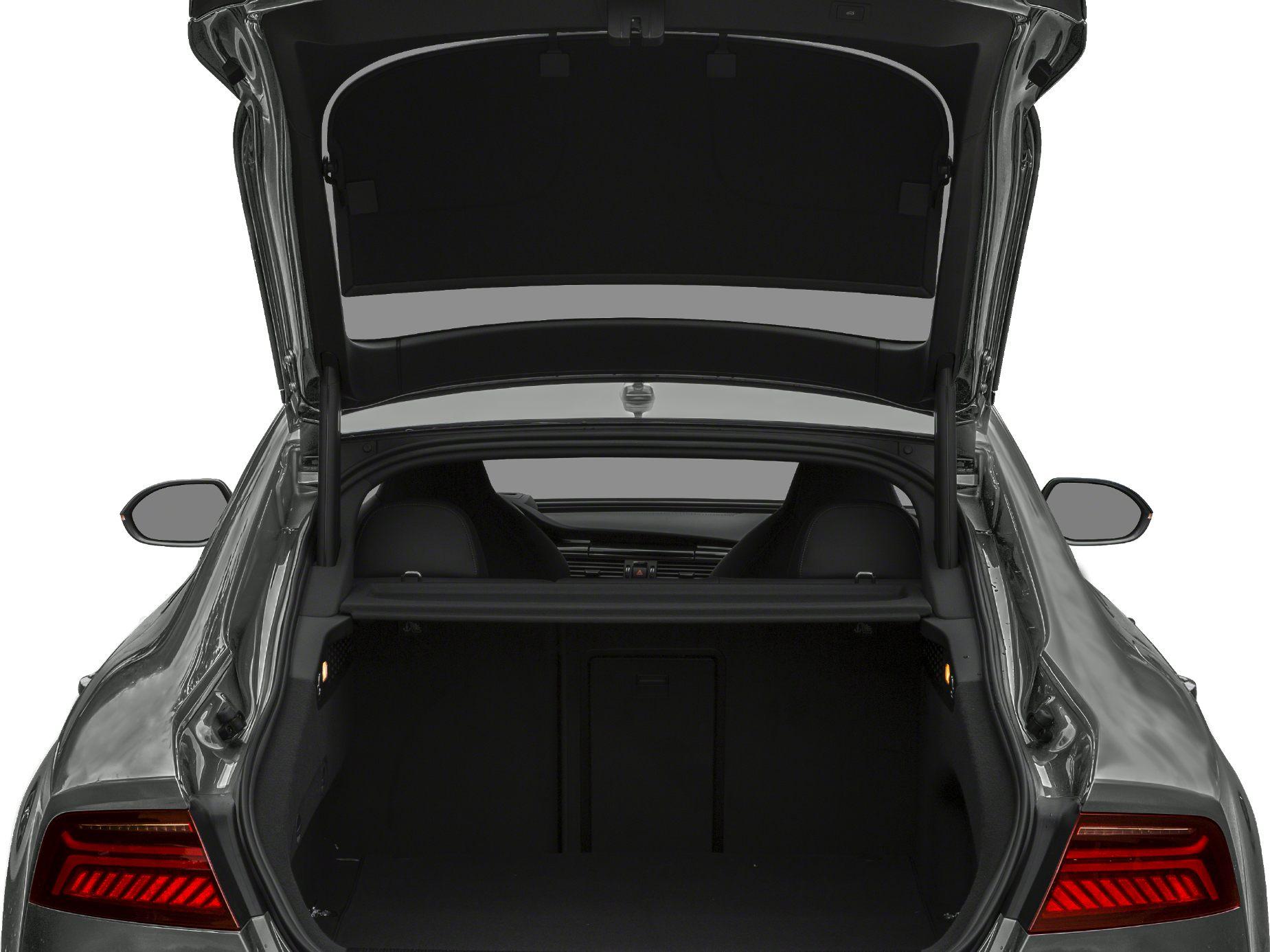 Open trunk with spacious cargo area and rear seats visible
