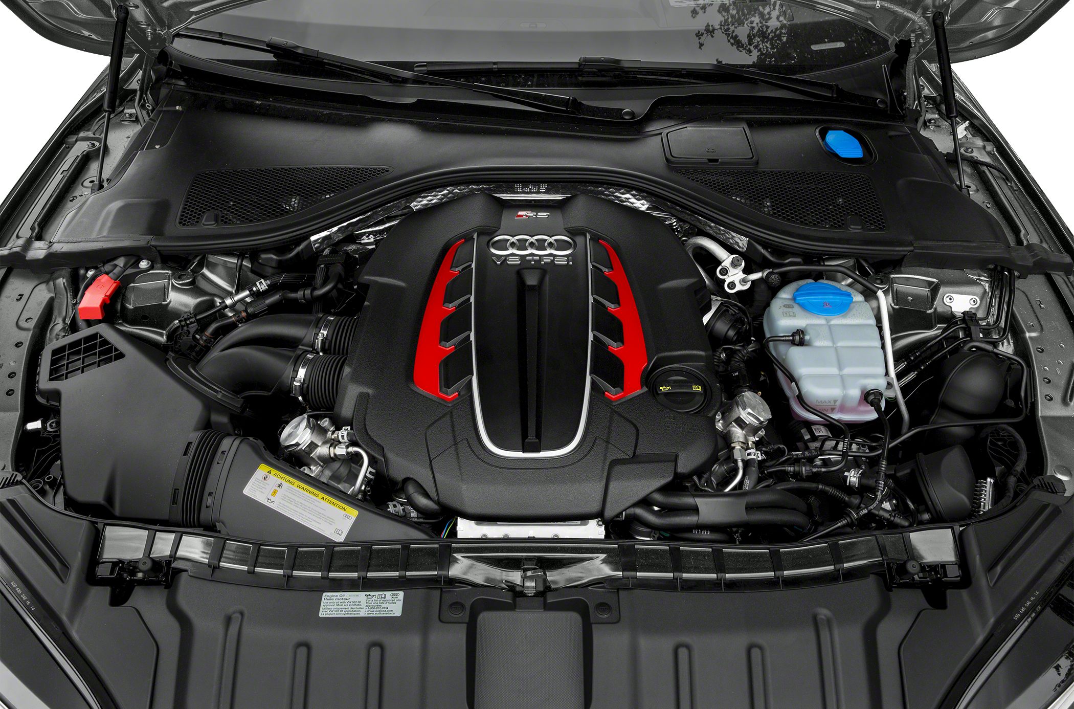 High-performance V8 TFSI engine compartment with detailed components and design