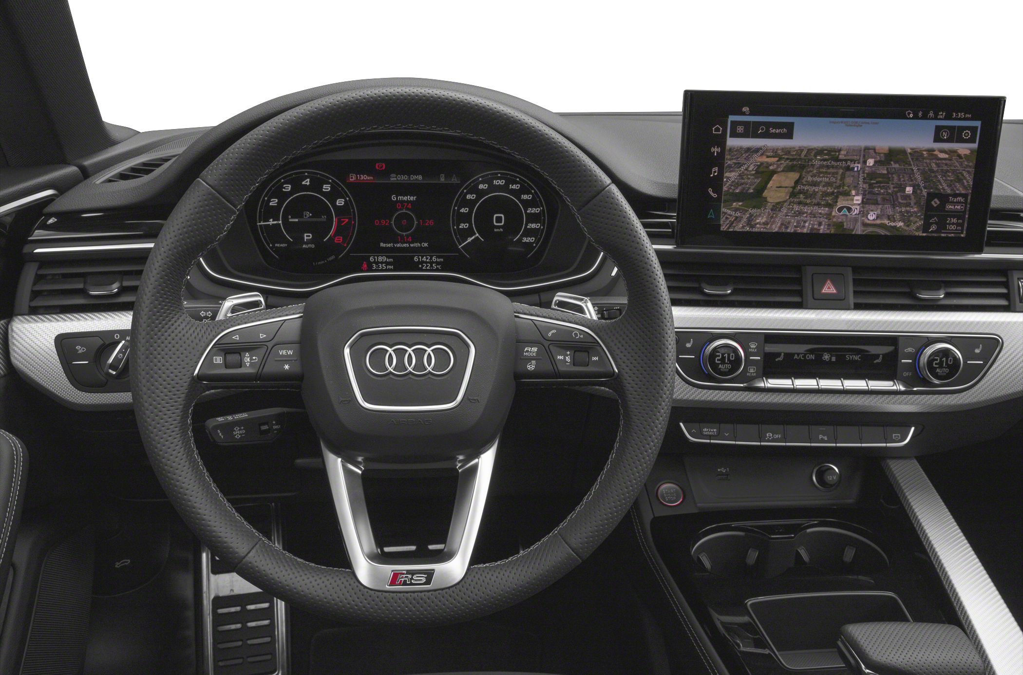 Digital dashboard, multifunction steering wheel, infotainment screen
