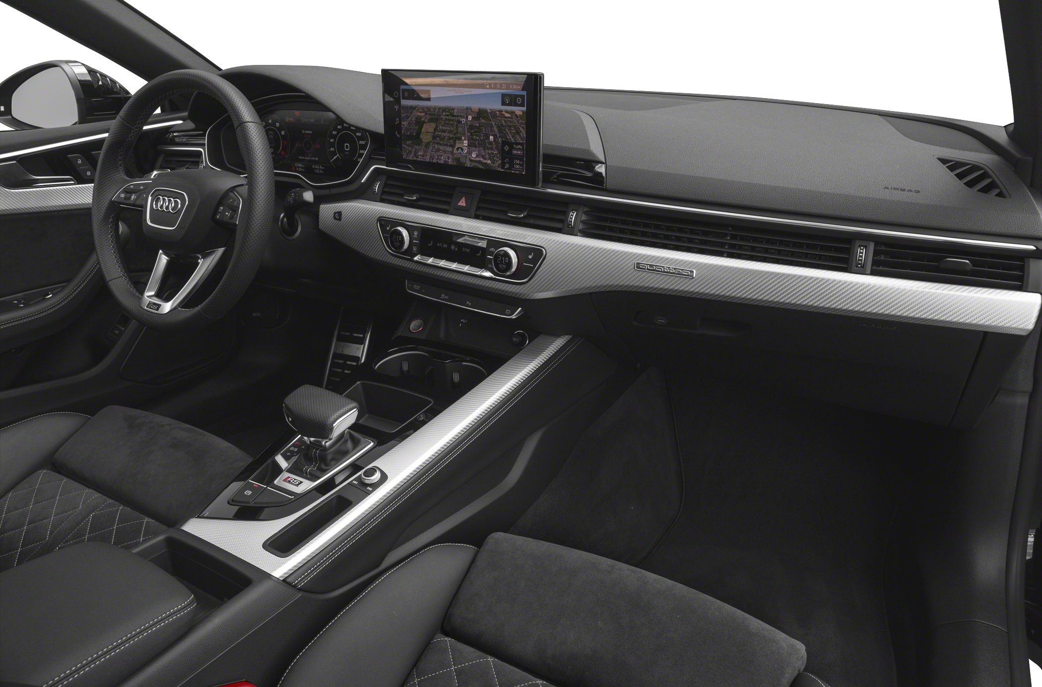 Digital dashboard and premium center console in car interior