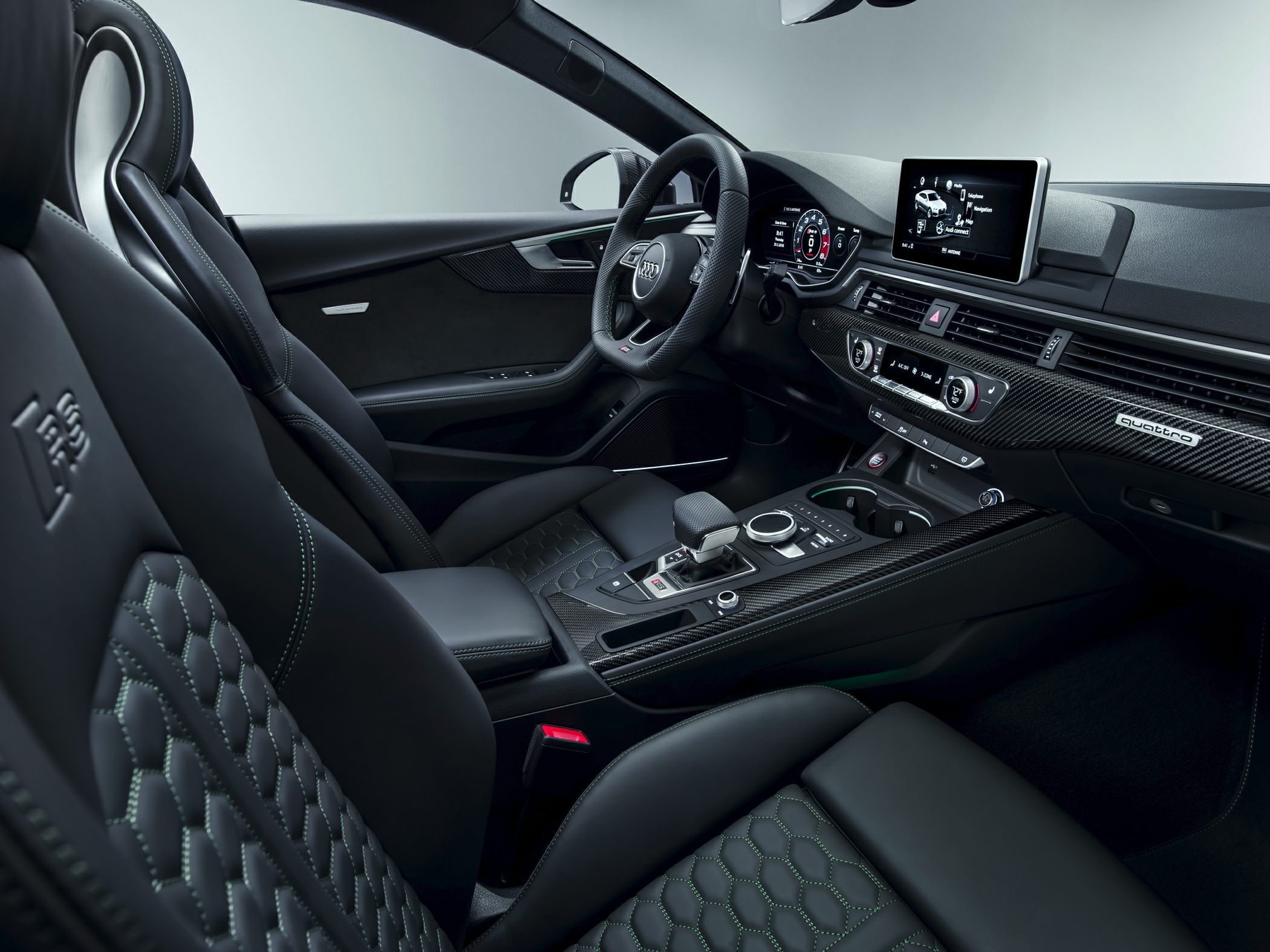 Luxury leather seats and digital dashboard with multimedia display