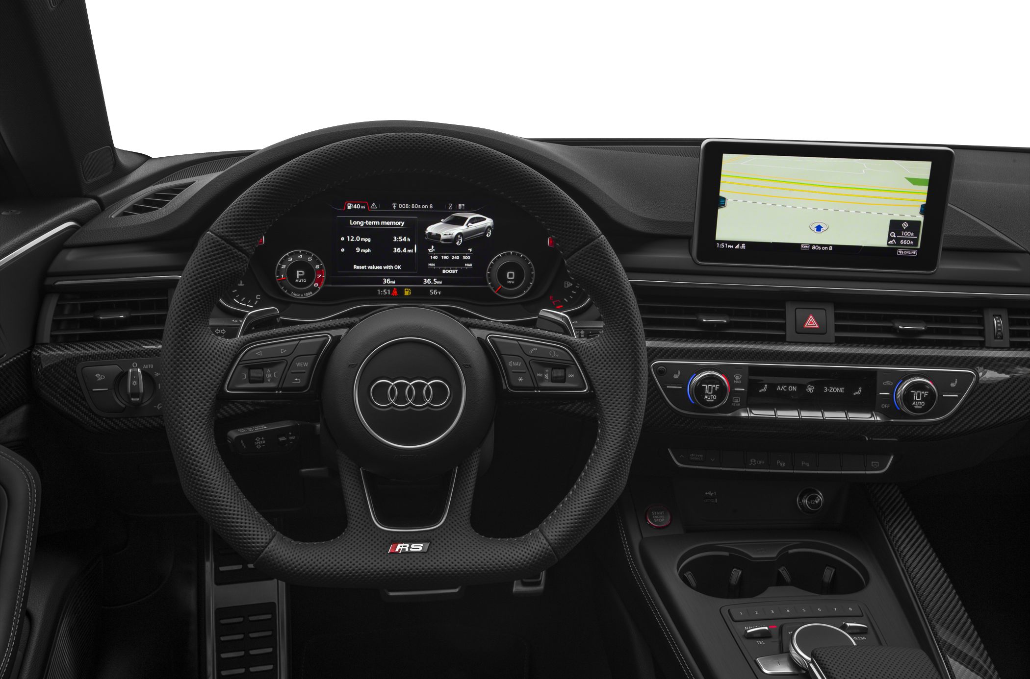 Digital cockpit and infotainment in a luxury car interior