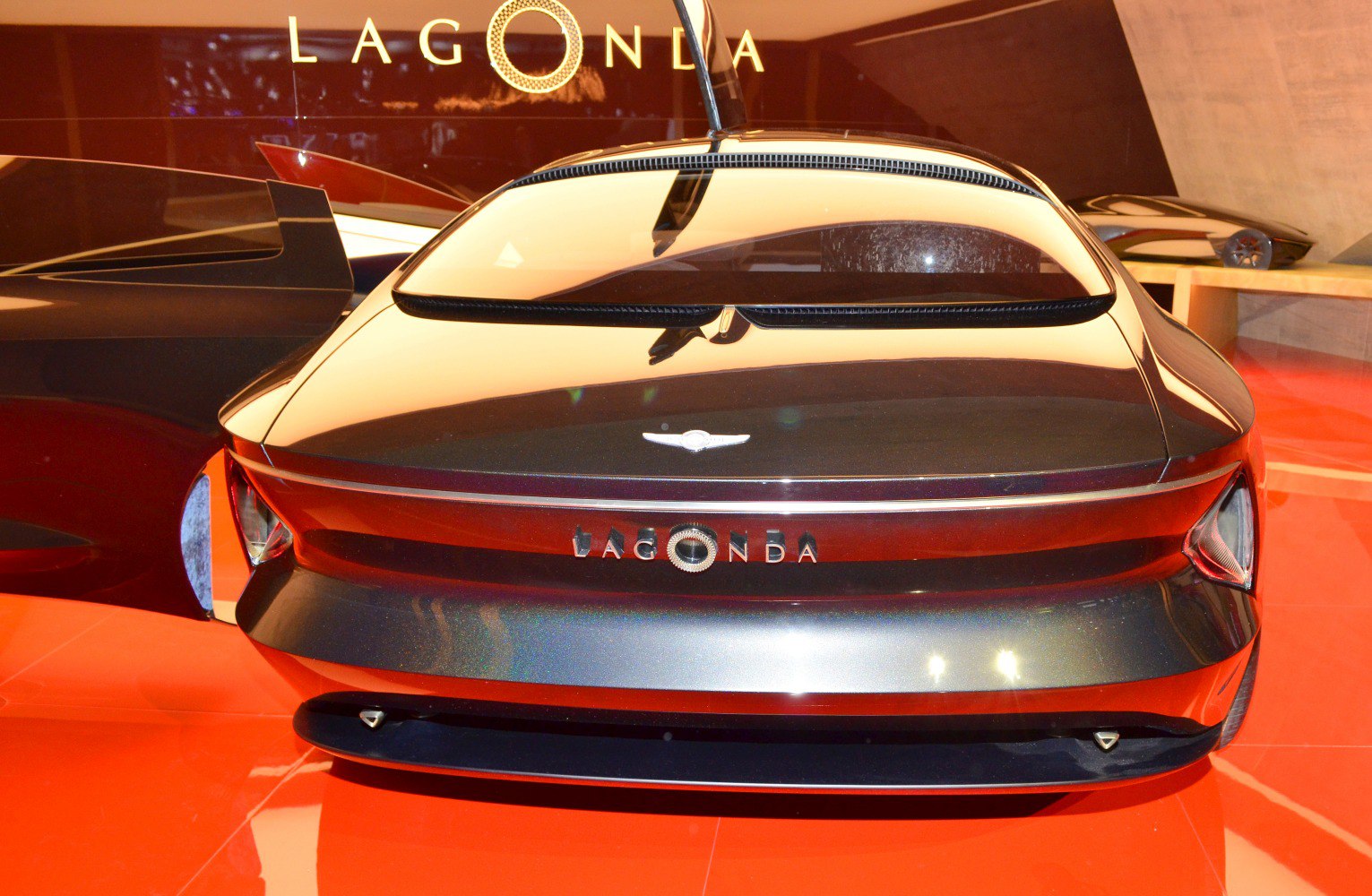 Rear view with futuristic tail lights and sleek aerodynamic design