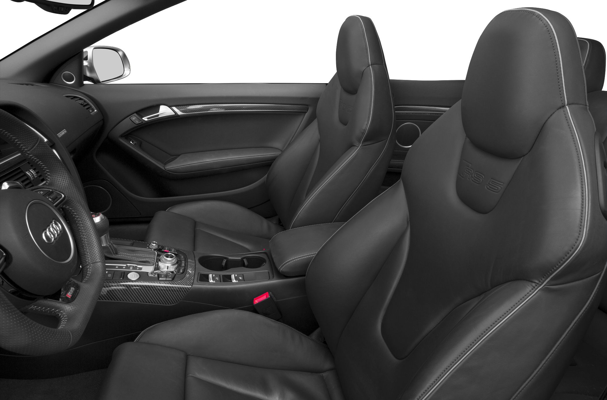 Black leather RS 5 embossed seats and carbon fiber center console