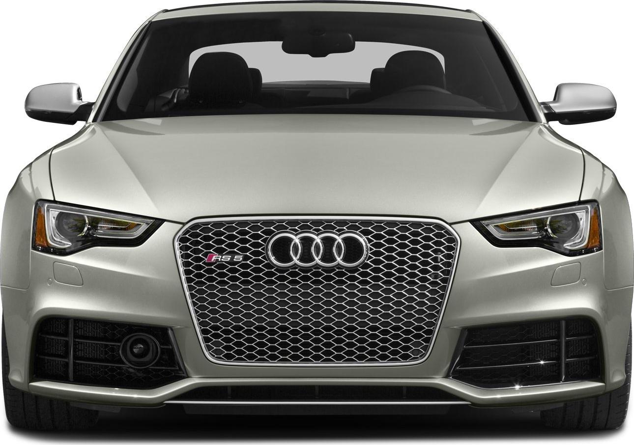 Hexagonal honeycomb grille with Audi rings and sharp LED headlights