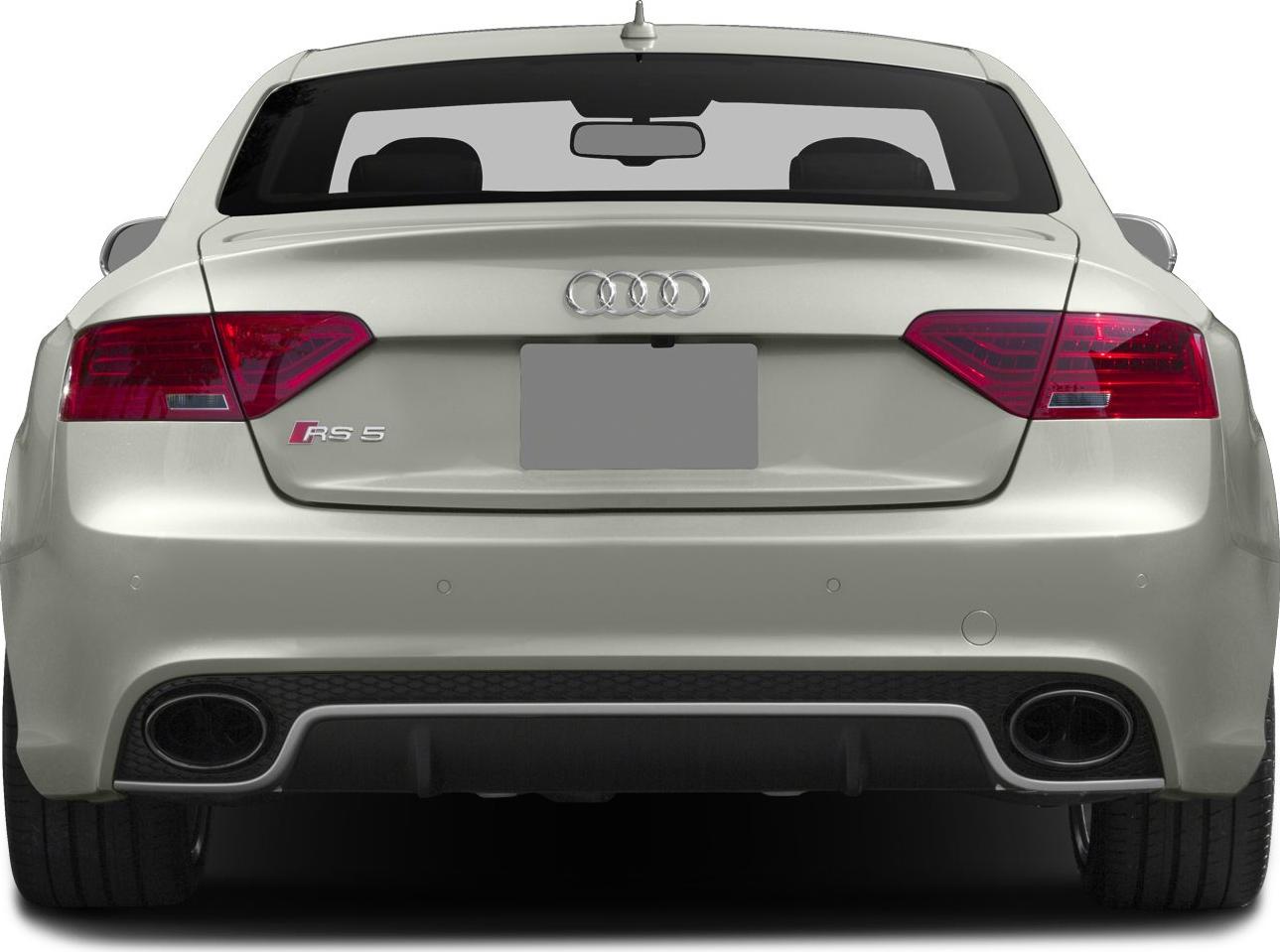Rear view showing tail lights and dual exhausts on a sports coupe
