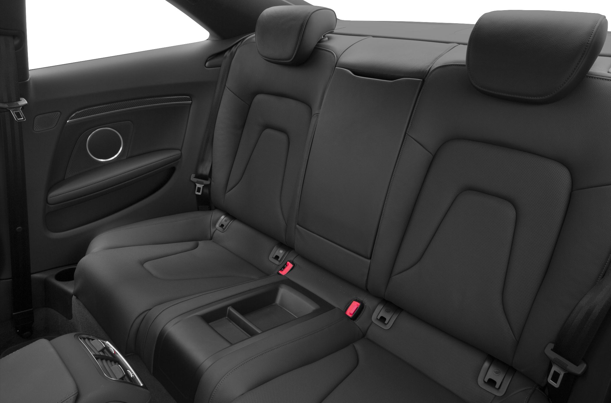 Rear leather seats with detailed stitching and integrated armrest