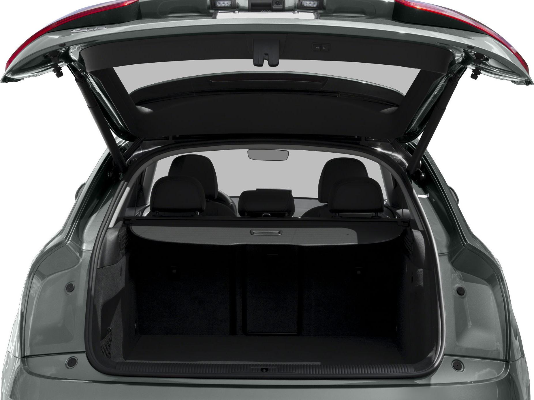 Spacious open trunk with rear seats visible