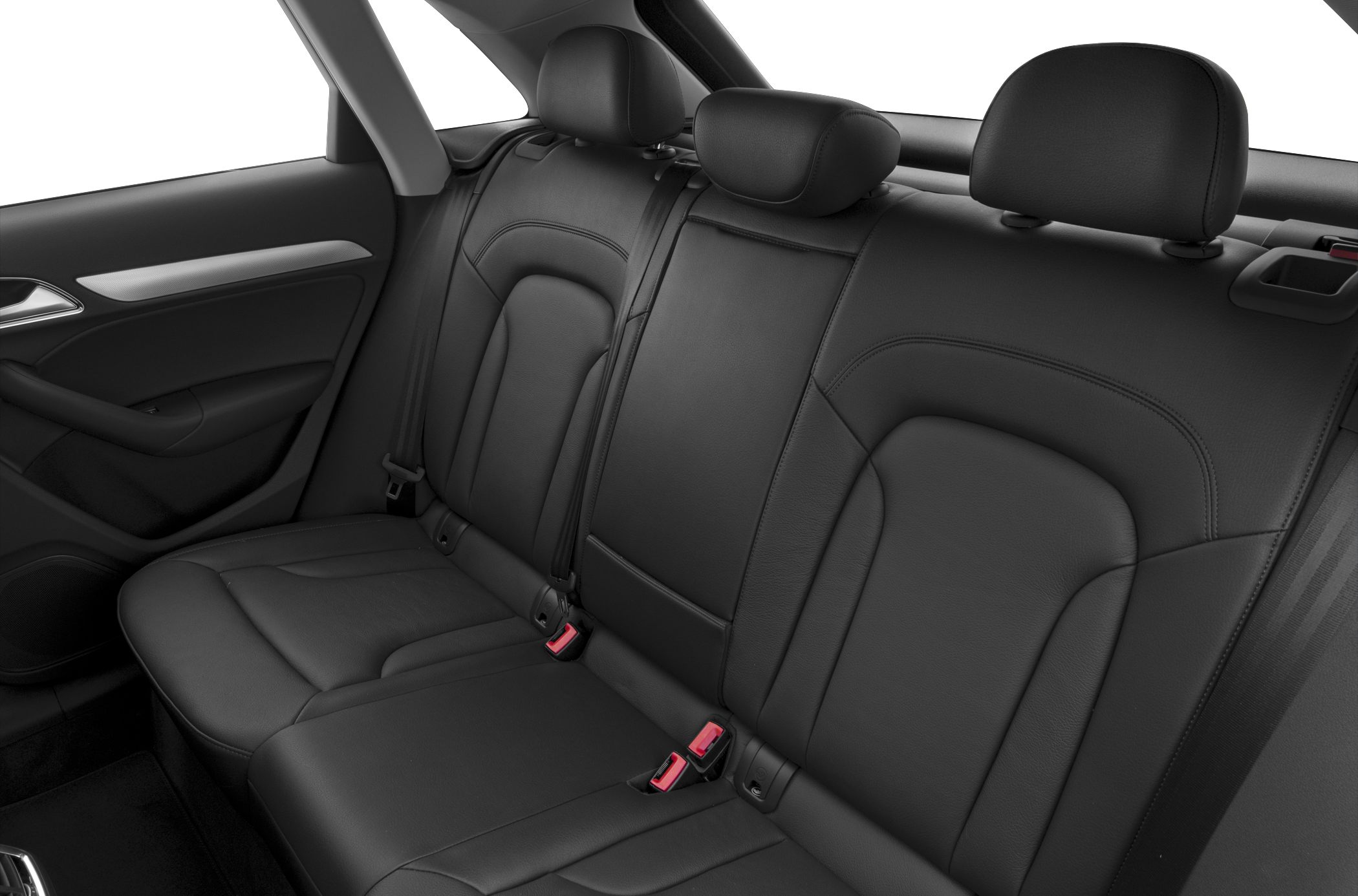 Black leather rear seats with headrests and seat belts