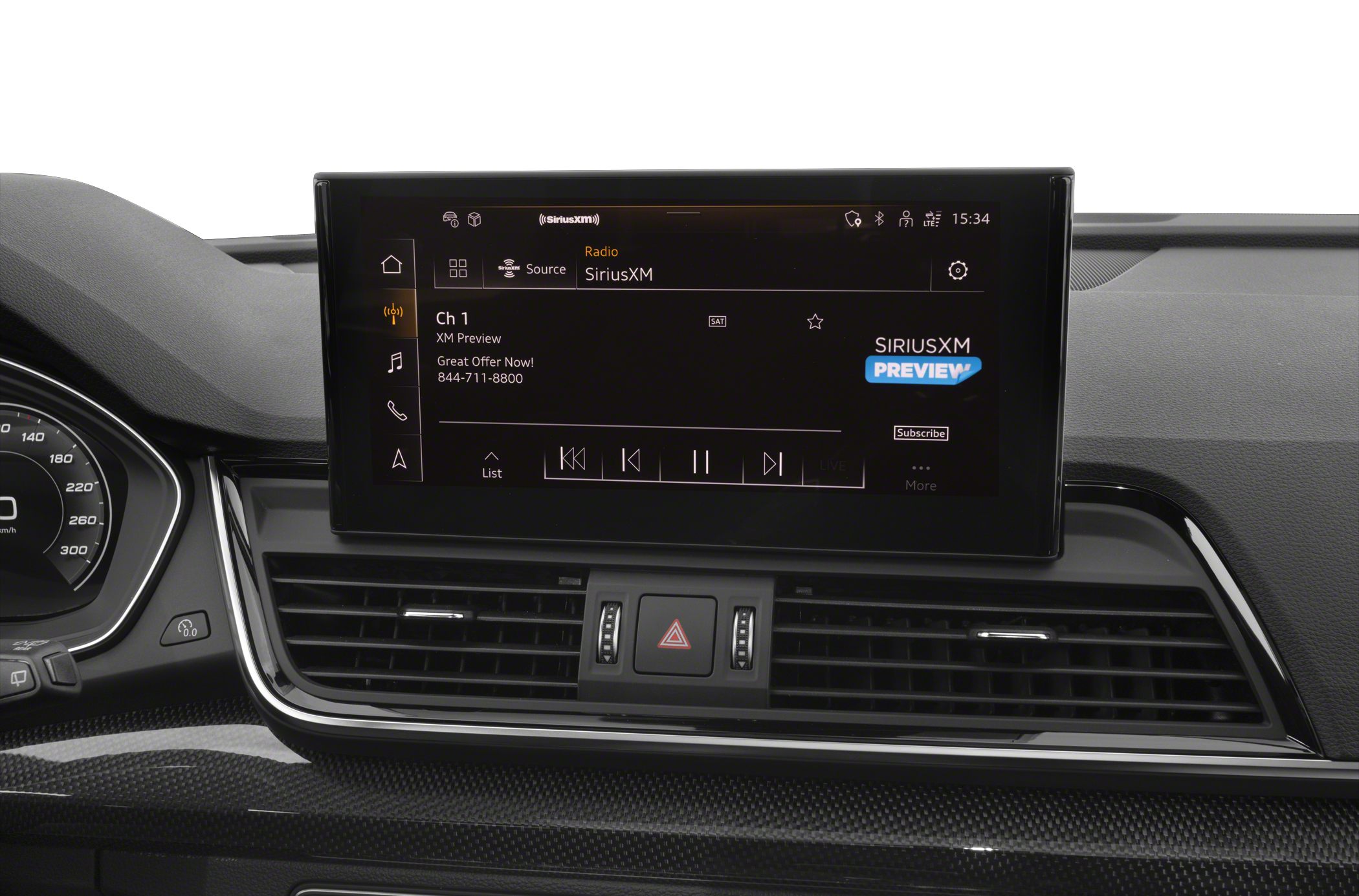 Infotainment touchscreen and central air vents with hazard control