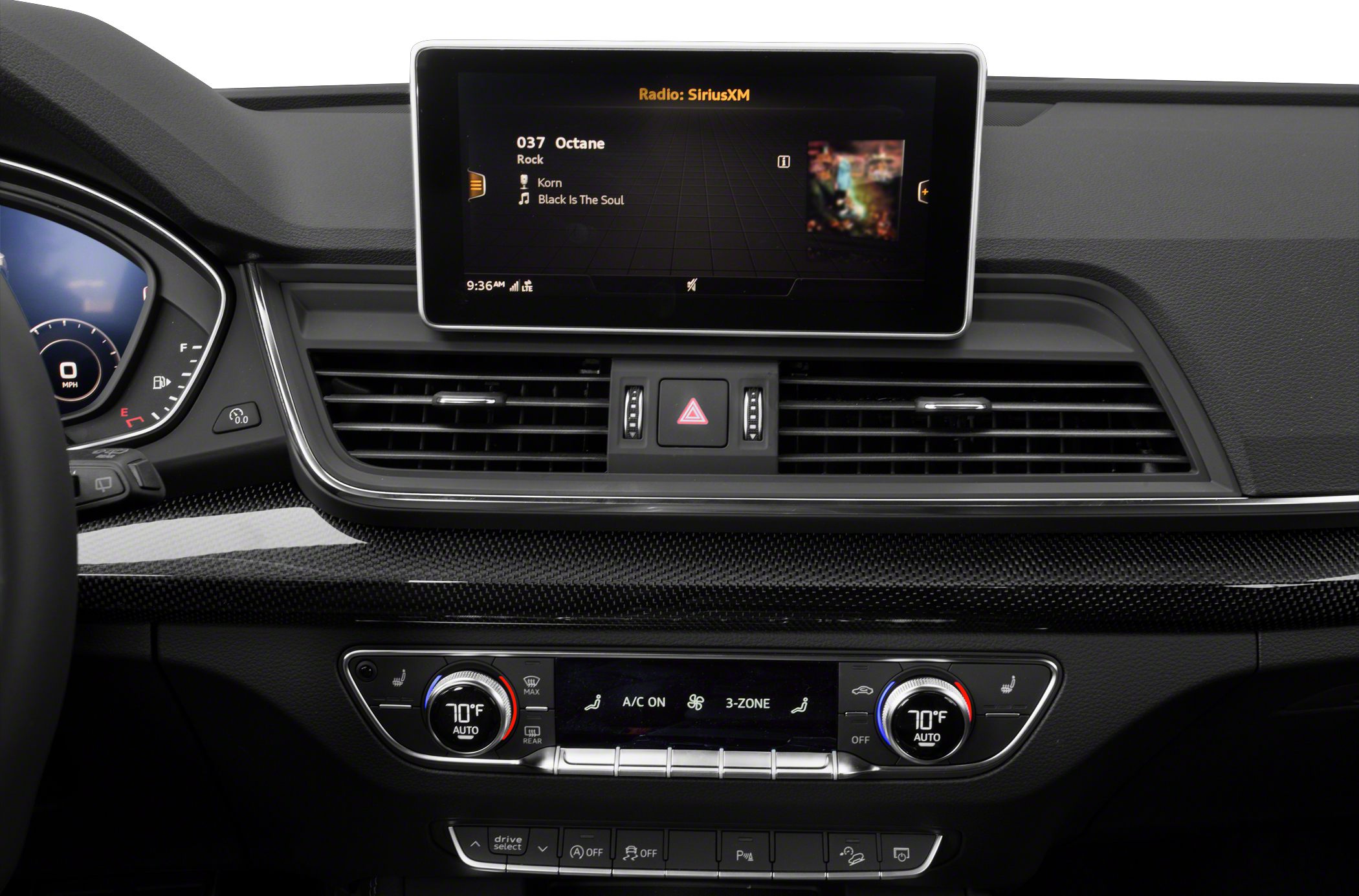 Dashboard with digital climate control and infotainment screen