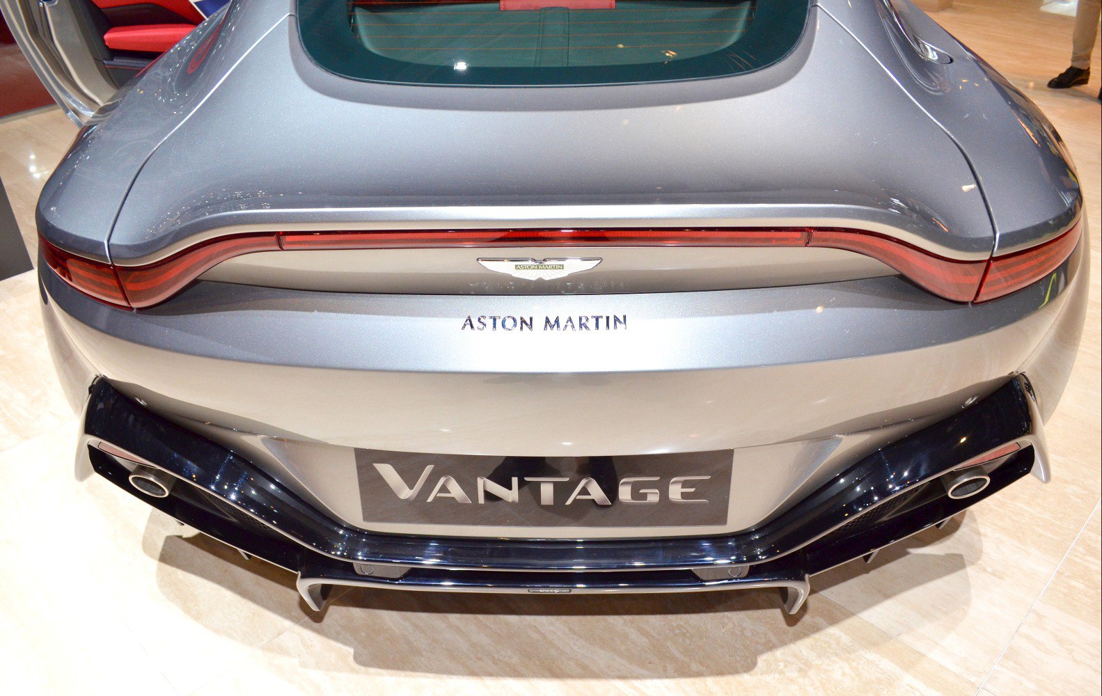 Rear view with distinctive tail lights and rear diffuser.