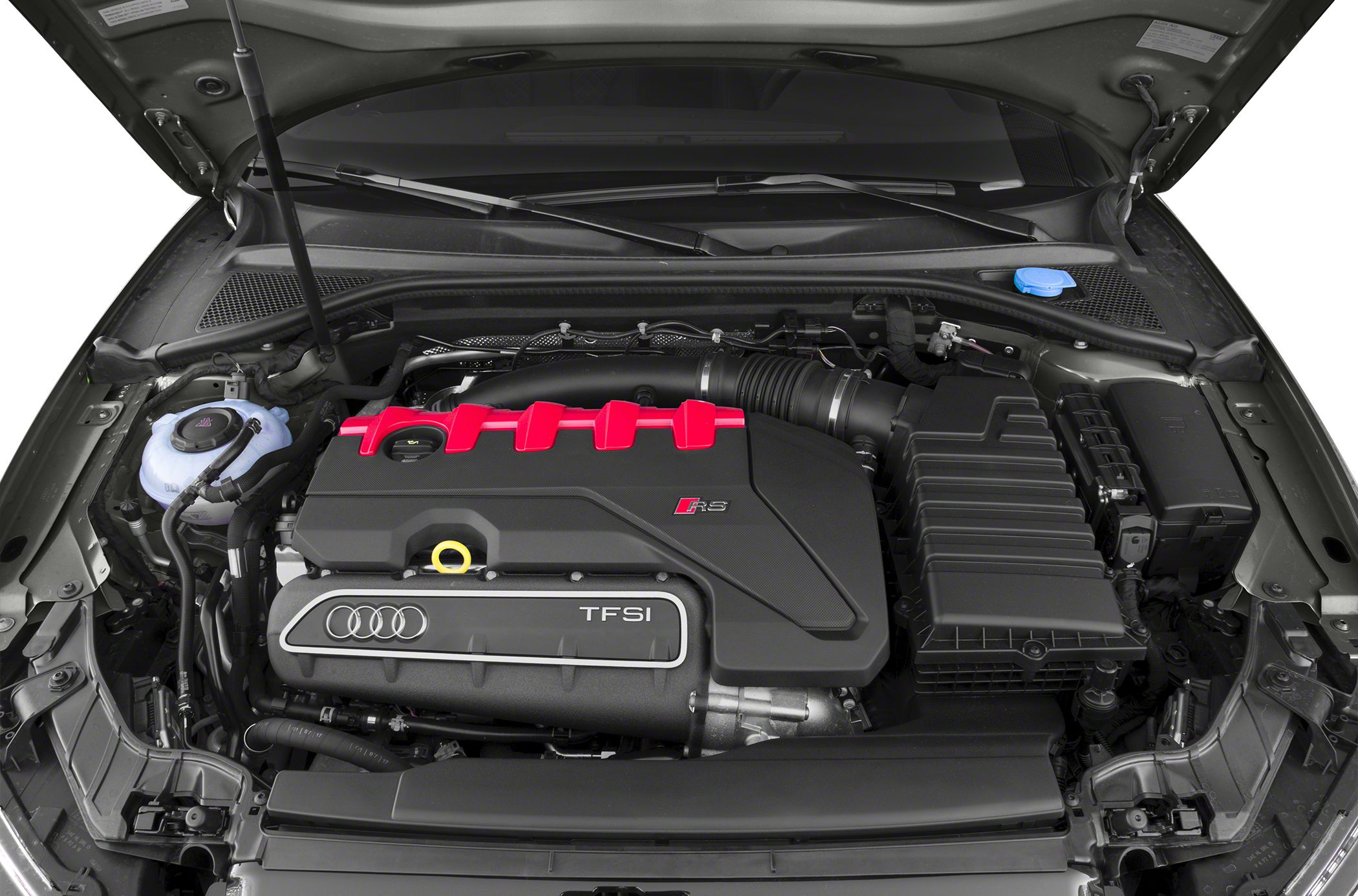 Turbocharged TFSI engine bay with RS 3 branding