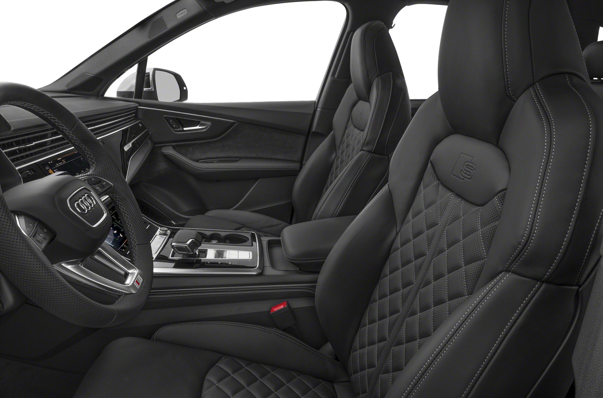 Luxury leather seats with diamond stitching and high-tech dashboard
