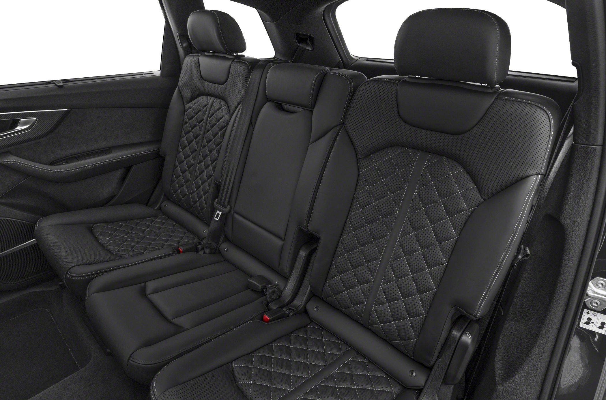 Luxury rear seats with quilted black leather and detailed stitching