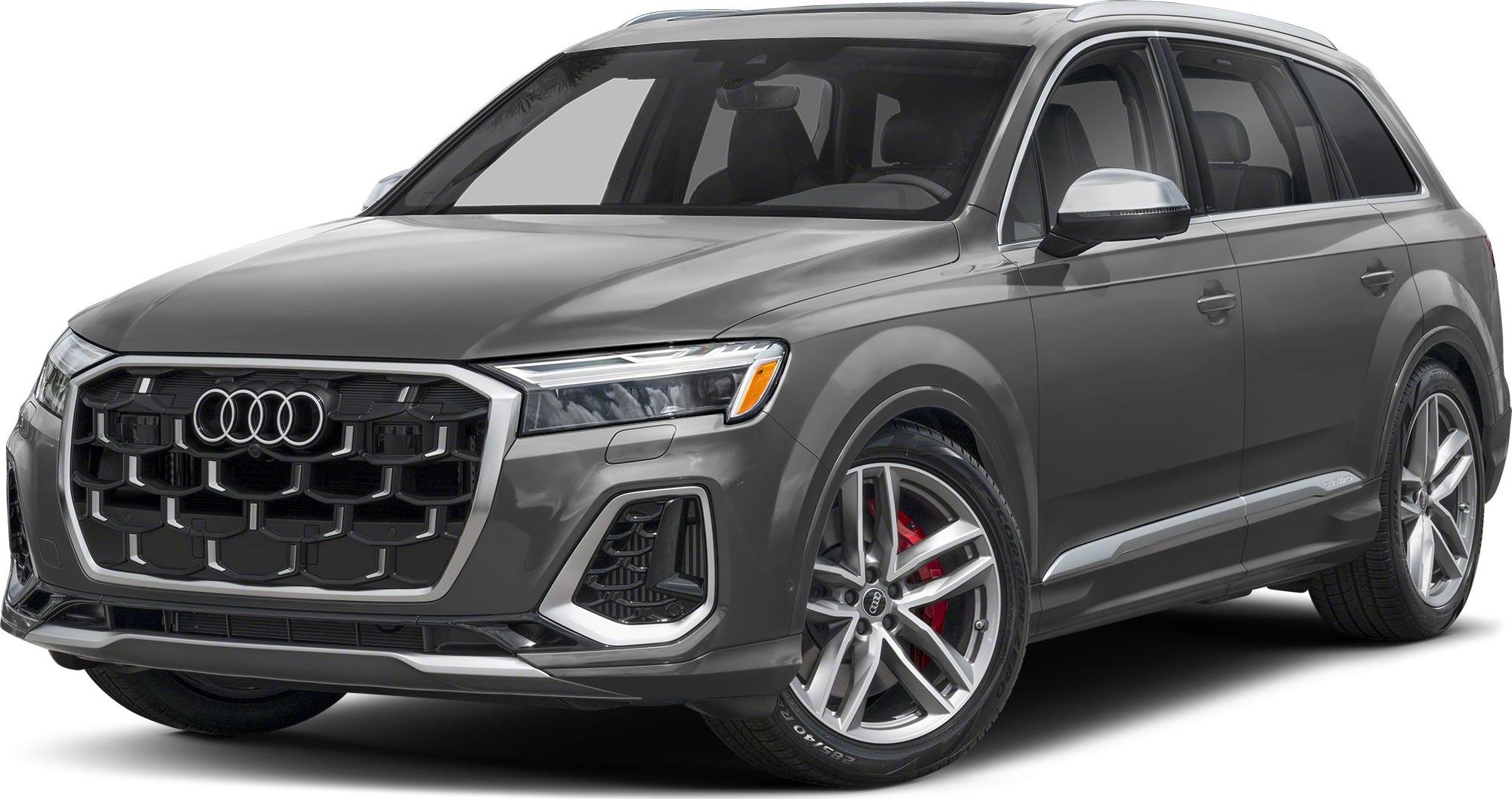 Hexagonal grille and LED headlights on SUV front angle.