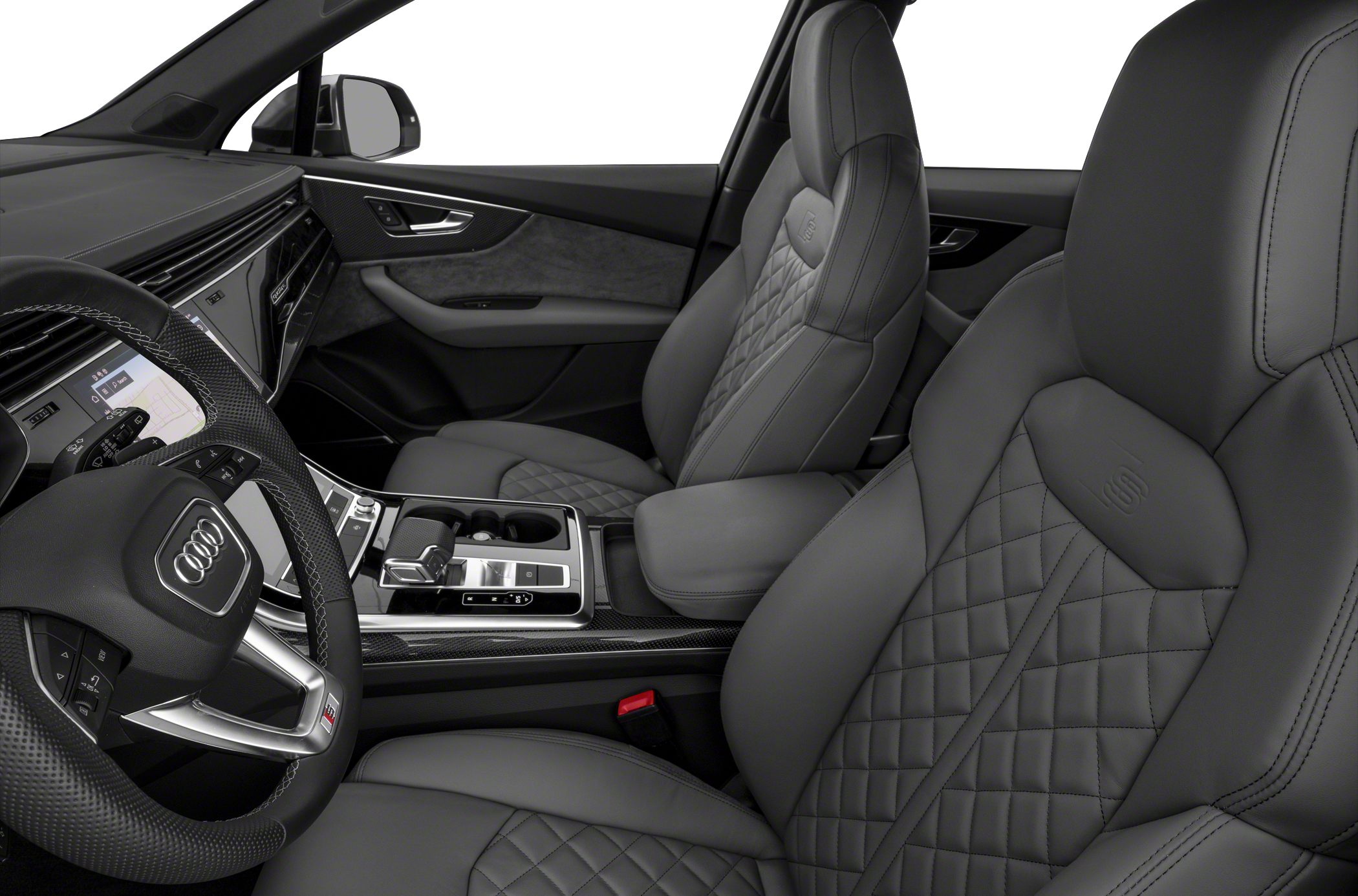Quilted leather front seats and modern digital dashboard