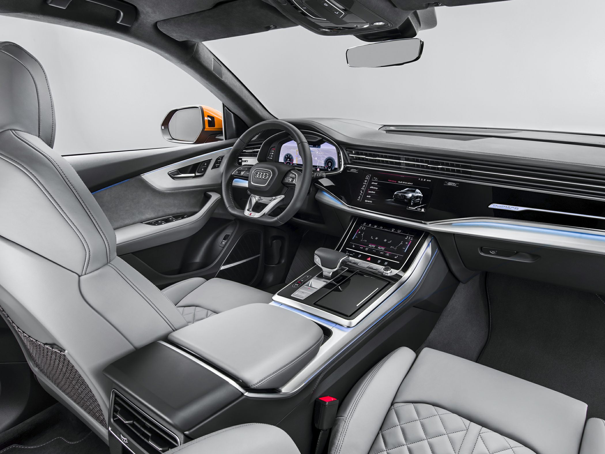 Luxury interior with digital cockpit and touchscreen center console