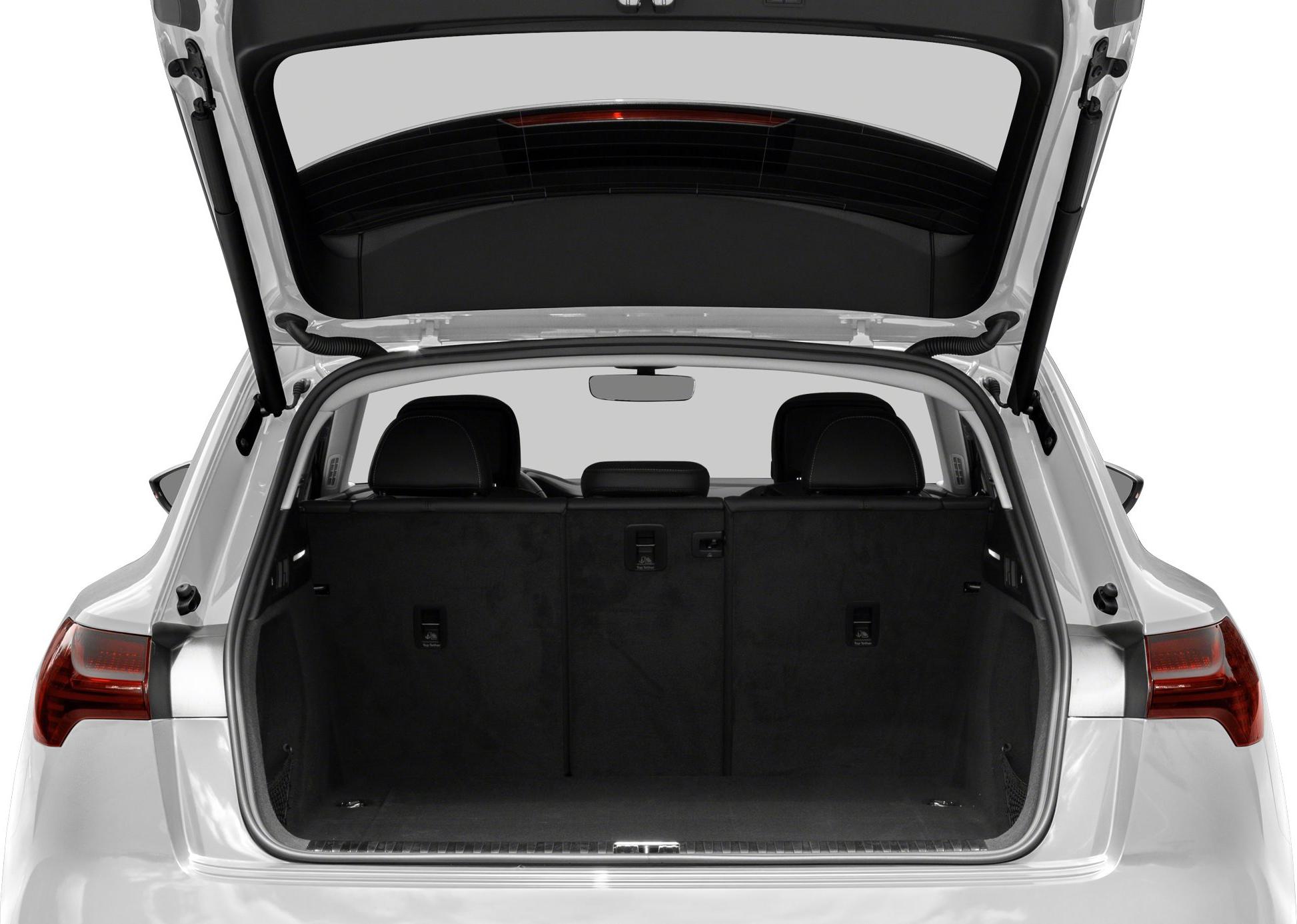 Open trunk space with rear seats and interior view