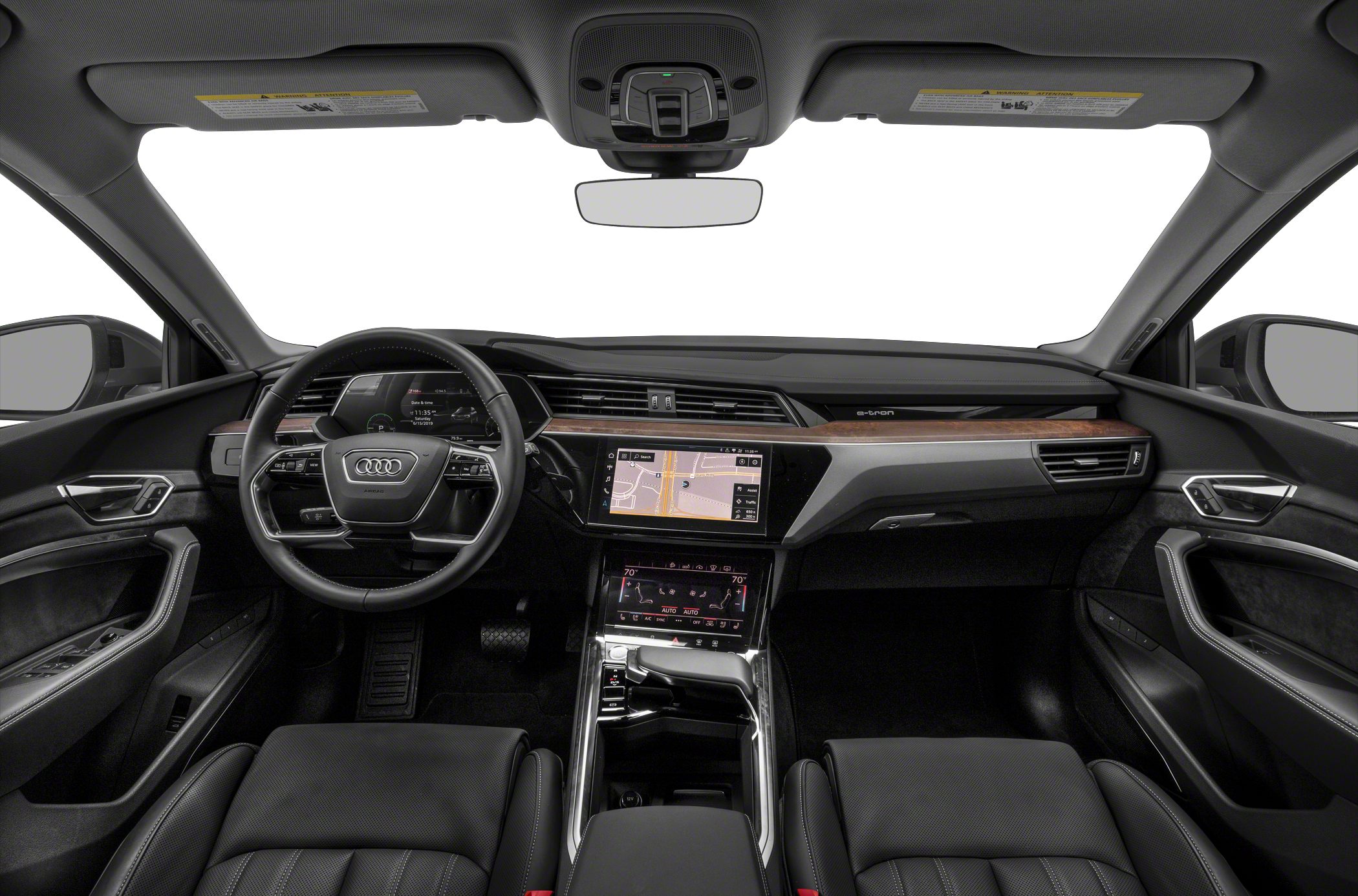 Digital dashboard, dual touchscreen center console, steering wheel