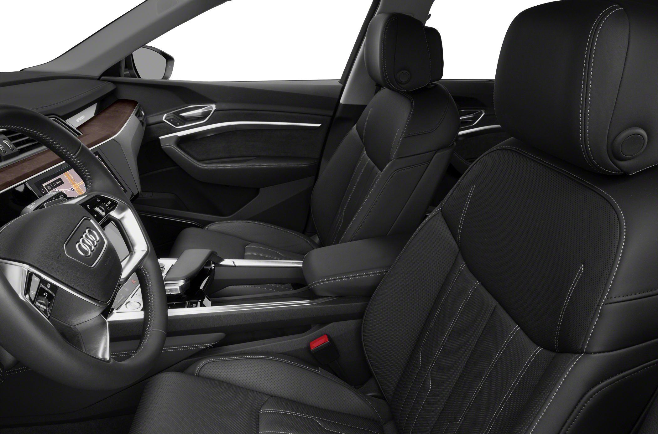 Black leather seats and modern dashboard interior