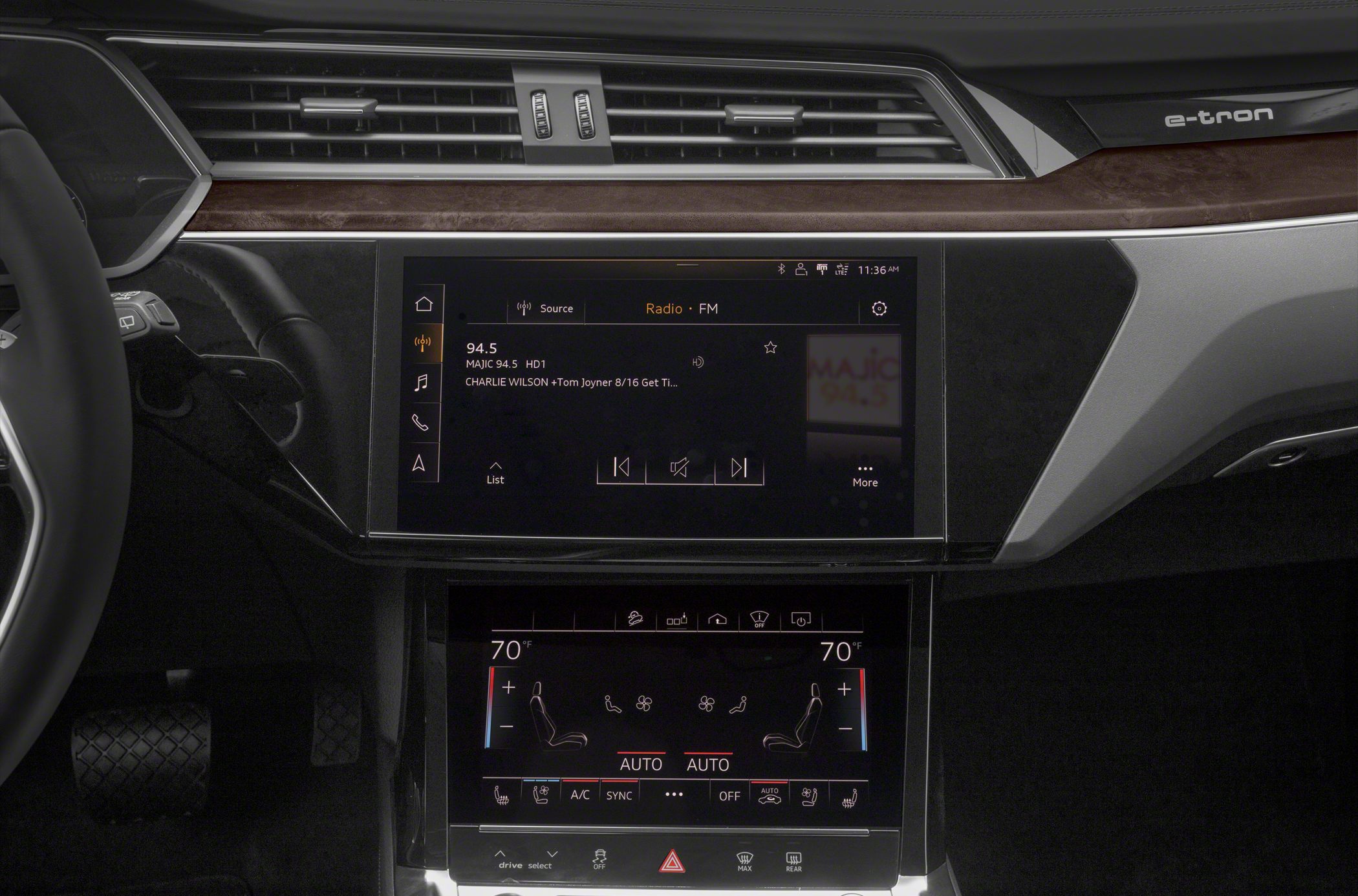 Dual touchscreen infotainment and climate control system in electric SUV