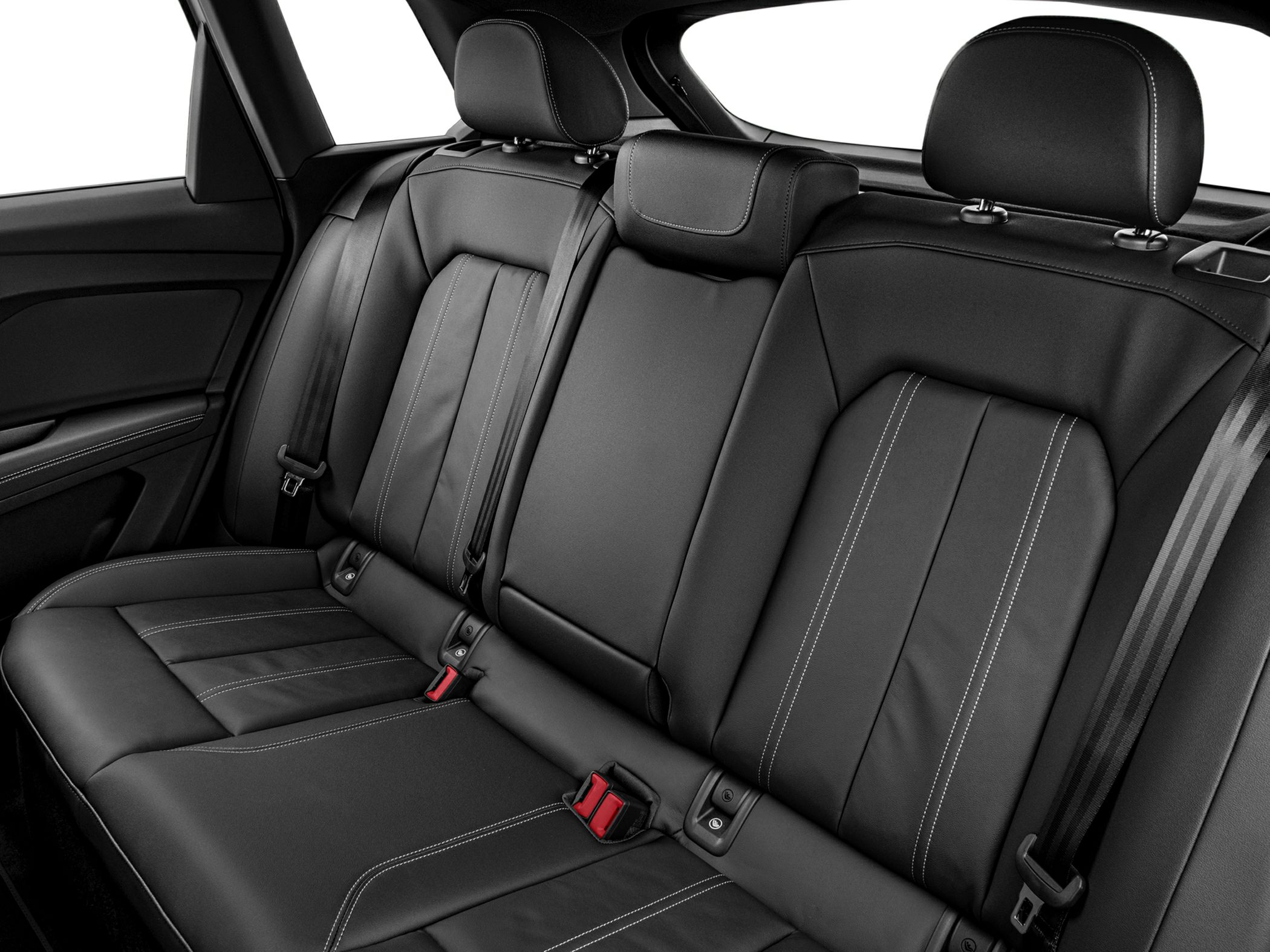 Leather rear seats with contrast stitching and integrated headrests