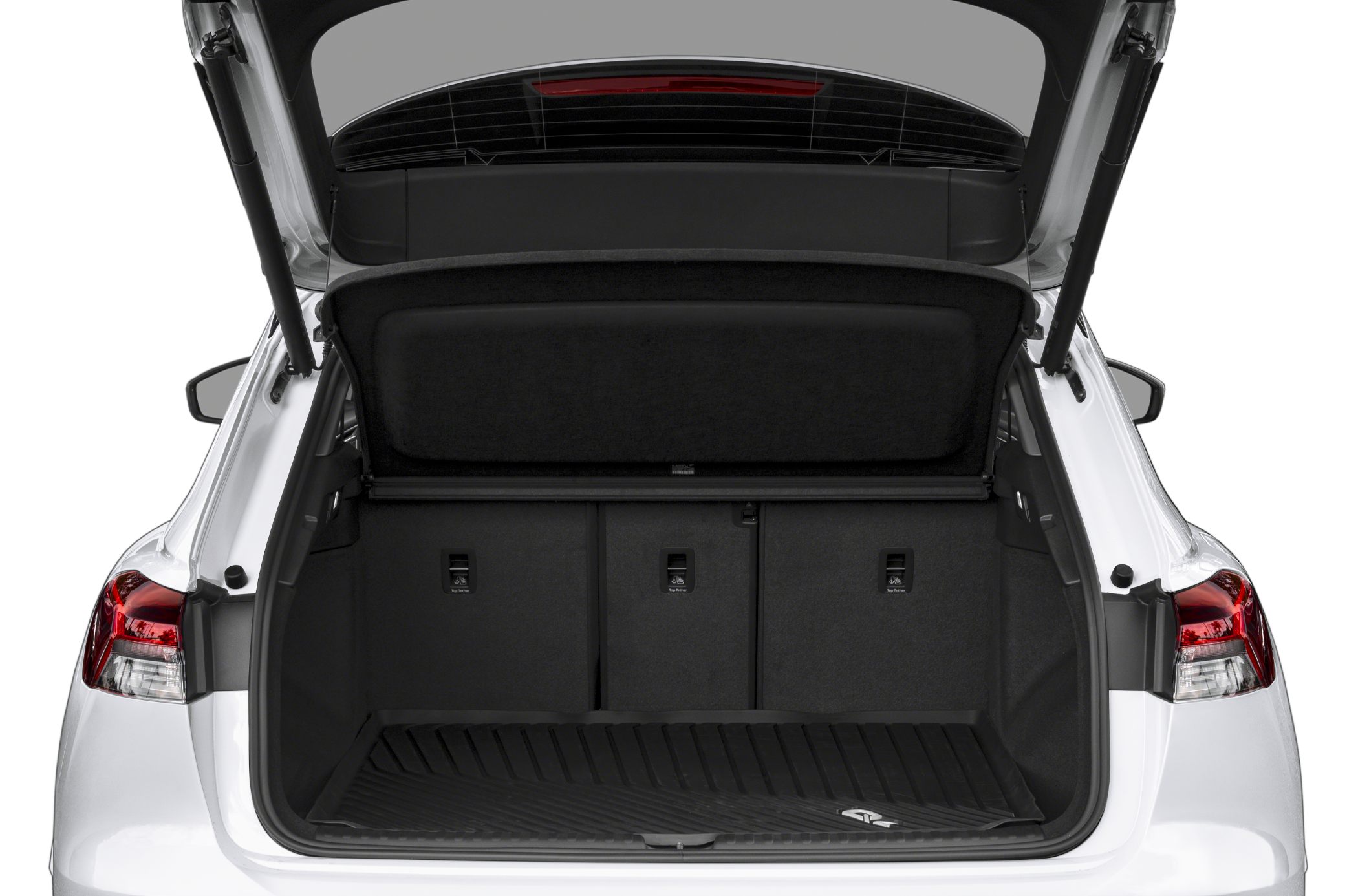 Open trunk with spacious cargo area and foldable rear seats