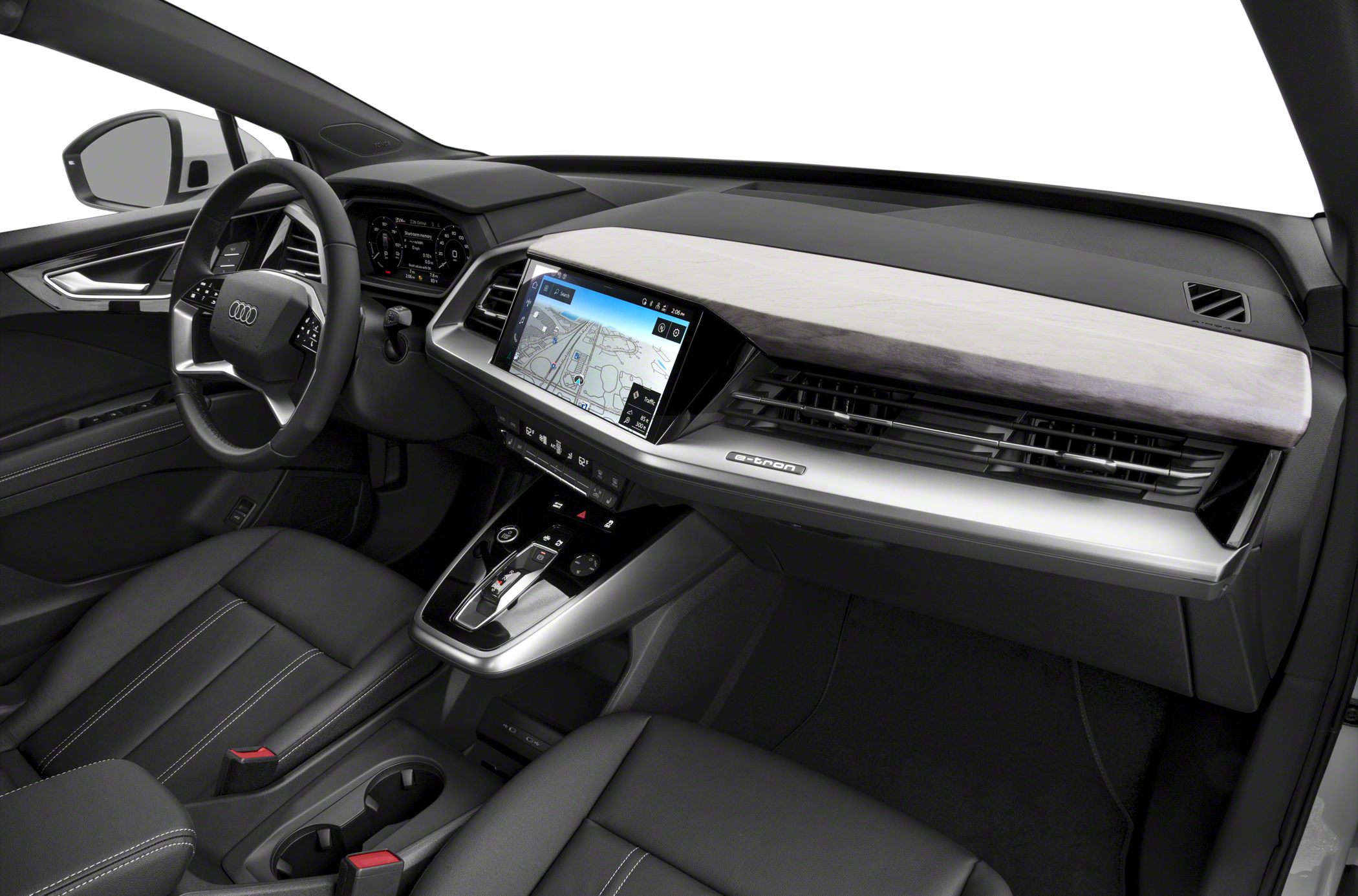 Digital instrument cluster and central touchscreen with modern dashboard design