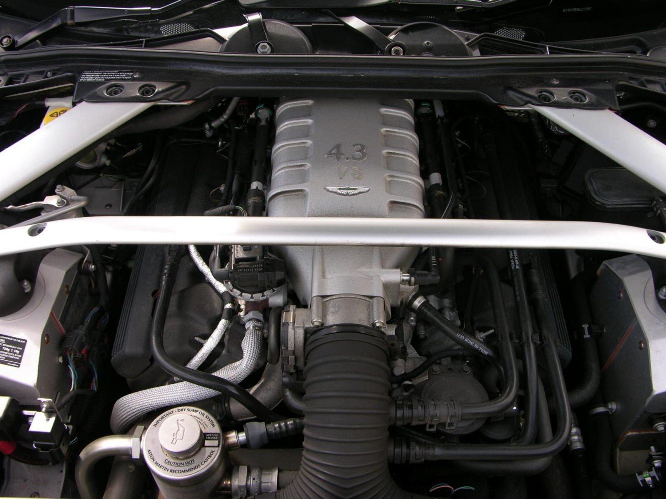 4.3-liter V8 engine with structural braces in engine bay