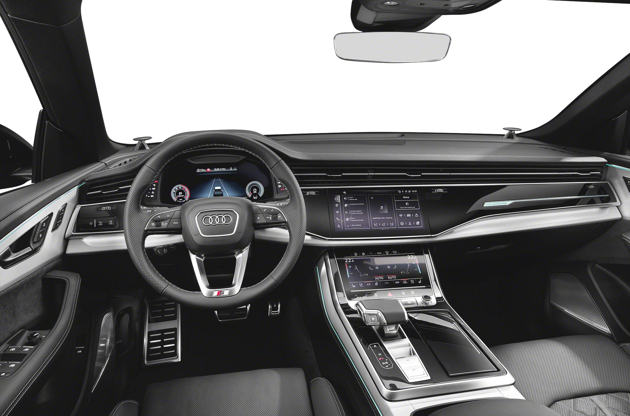 Digital cockpit and touchscreen controls in luxury SUV interior