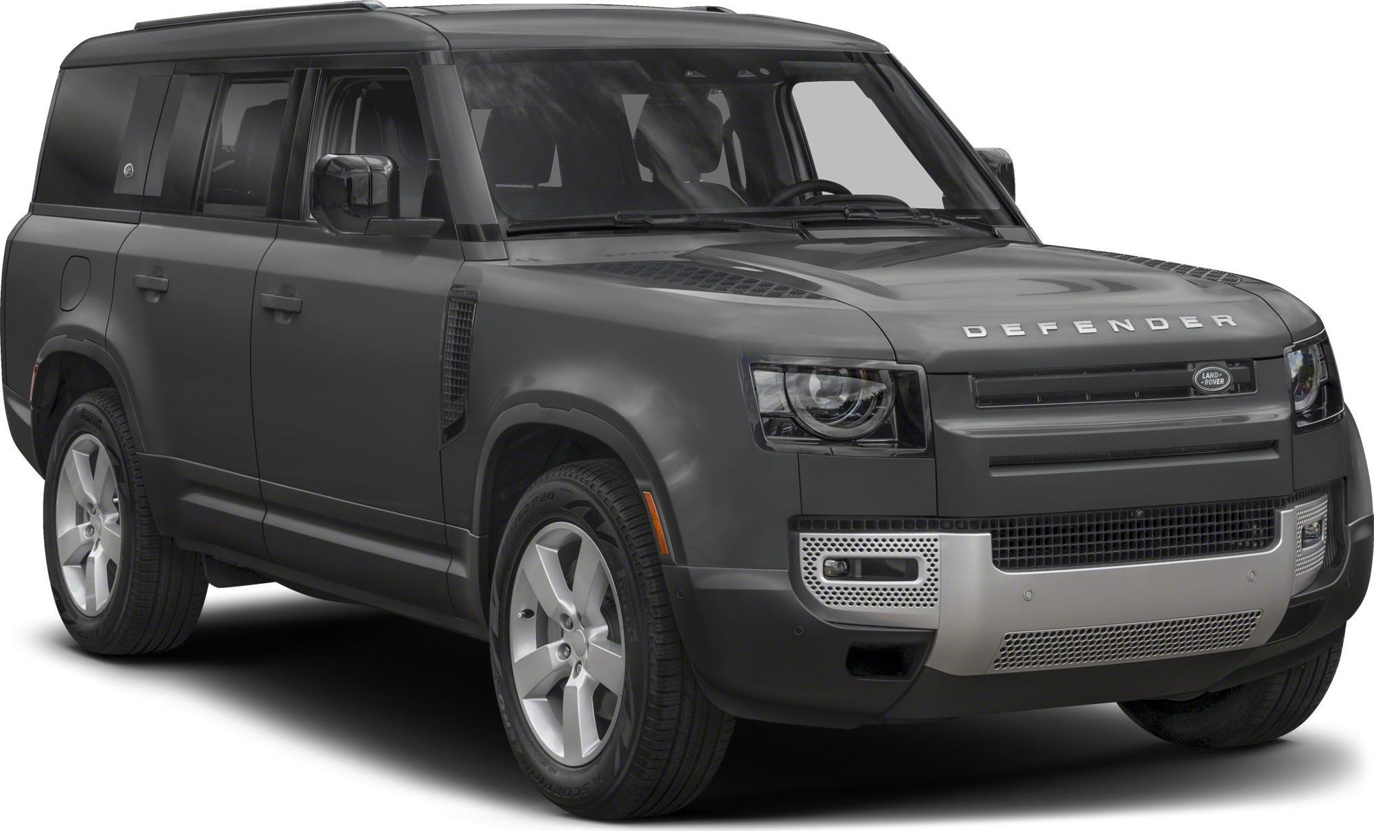 Front and side view of SUV with LED headlights and grille