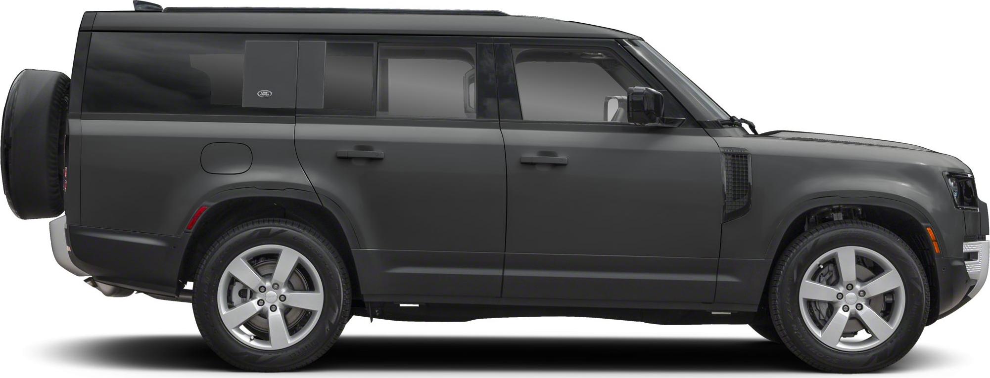 Extended SUV side profile with rear spare wheel mount and large wheels.