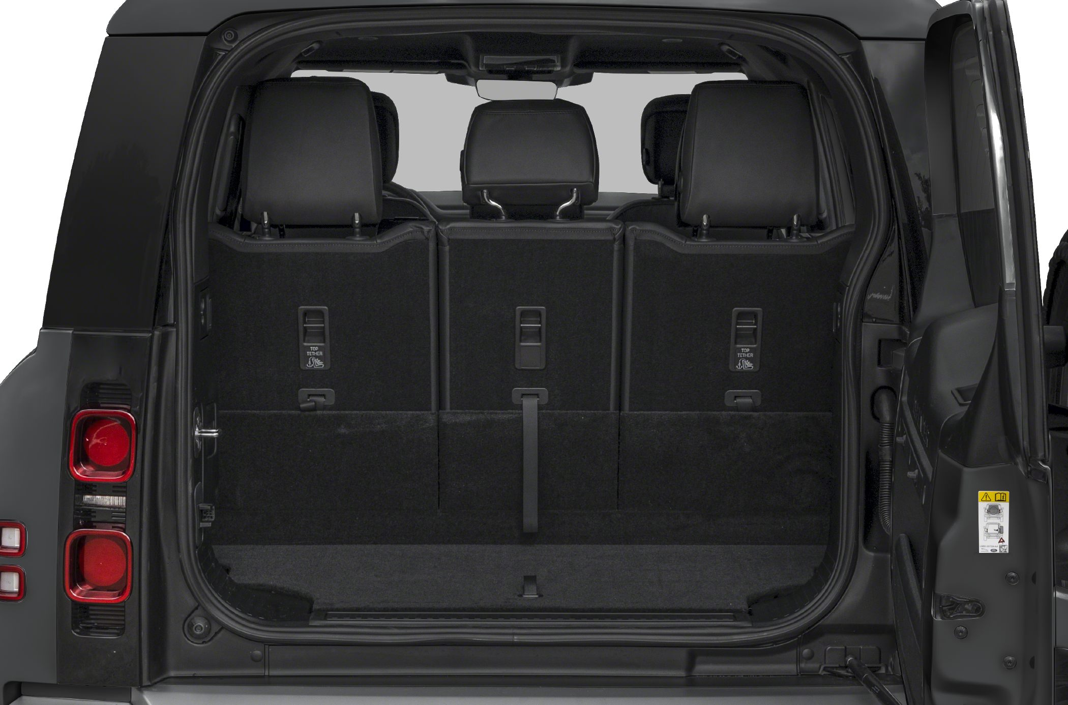 Spacious rear cargo area with foldable seating in an SUV