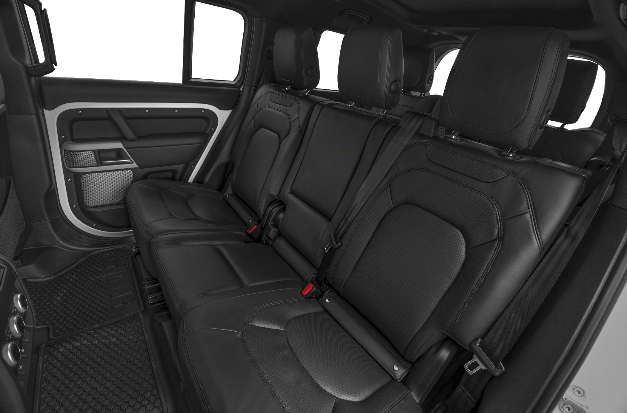 Luxury black leather rear seats with spacious and modern interior.