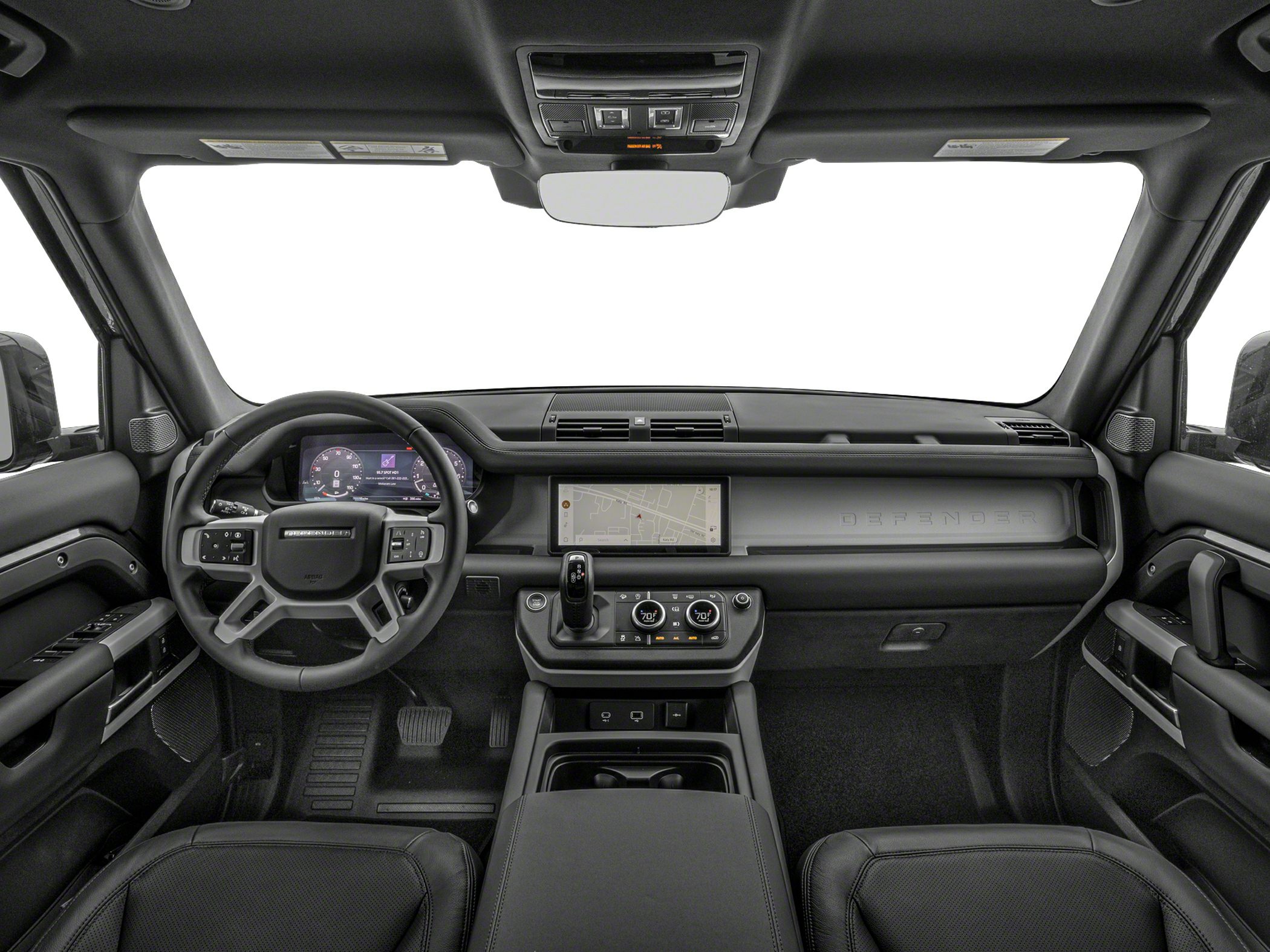 Modern SUV cabin with digital dashboard and touchscreen display