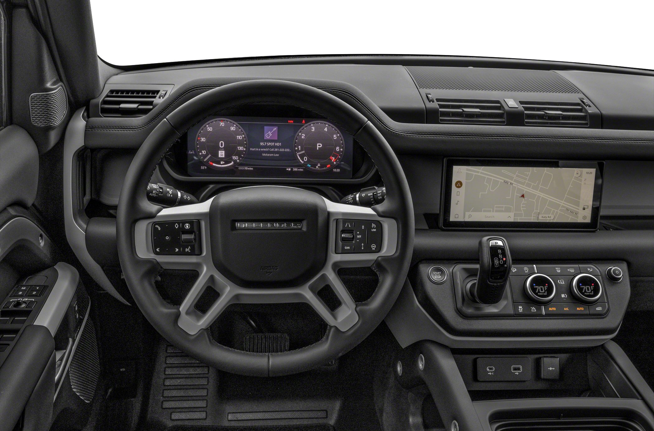 Digital dashboard and multifunction steering wheel with central infotainment display