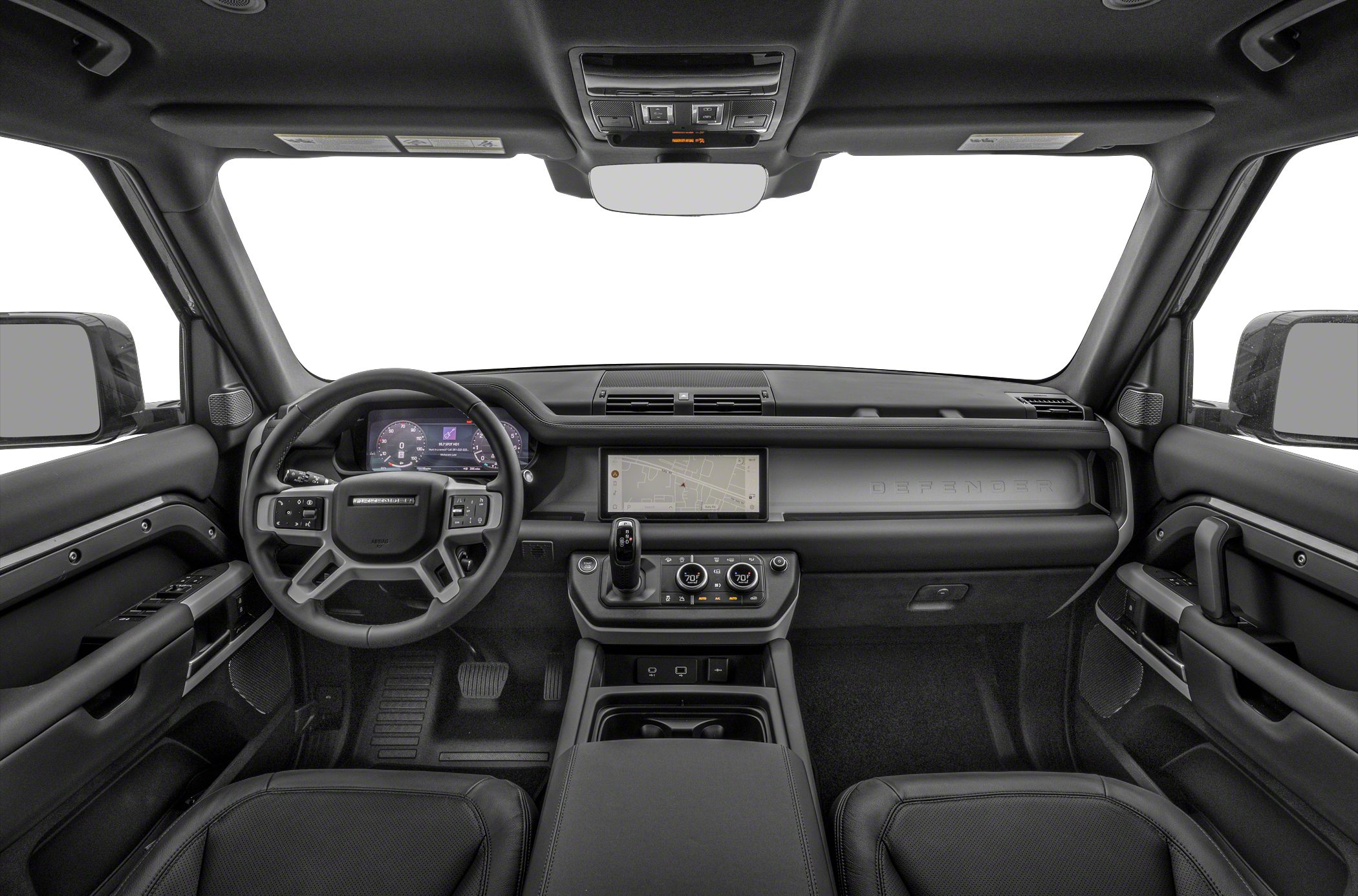 Modern dashboard with digital display and multifunction steering wheel.