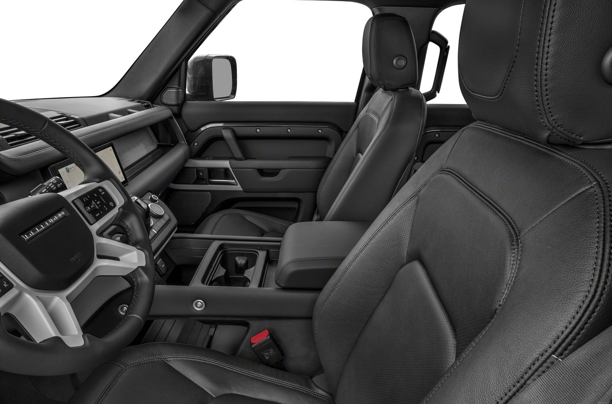 Luxury black leather seats and modern dashboard interior