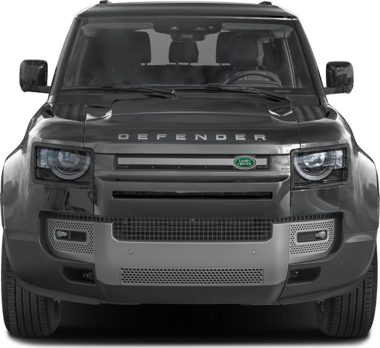 Front view with modern headlights and rugged grille