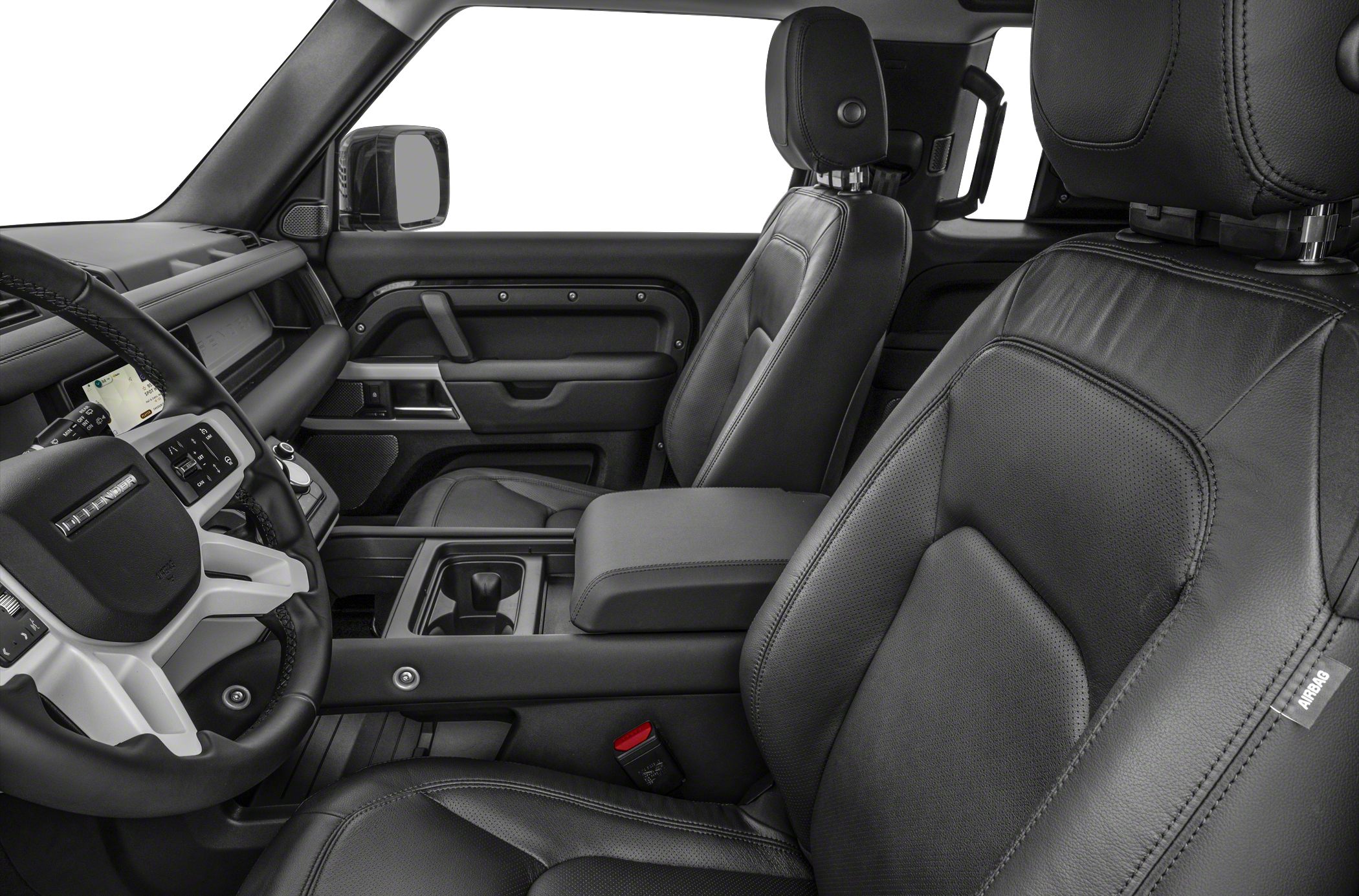 Premium black leather seats and modern dashboard interior design.