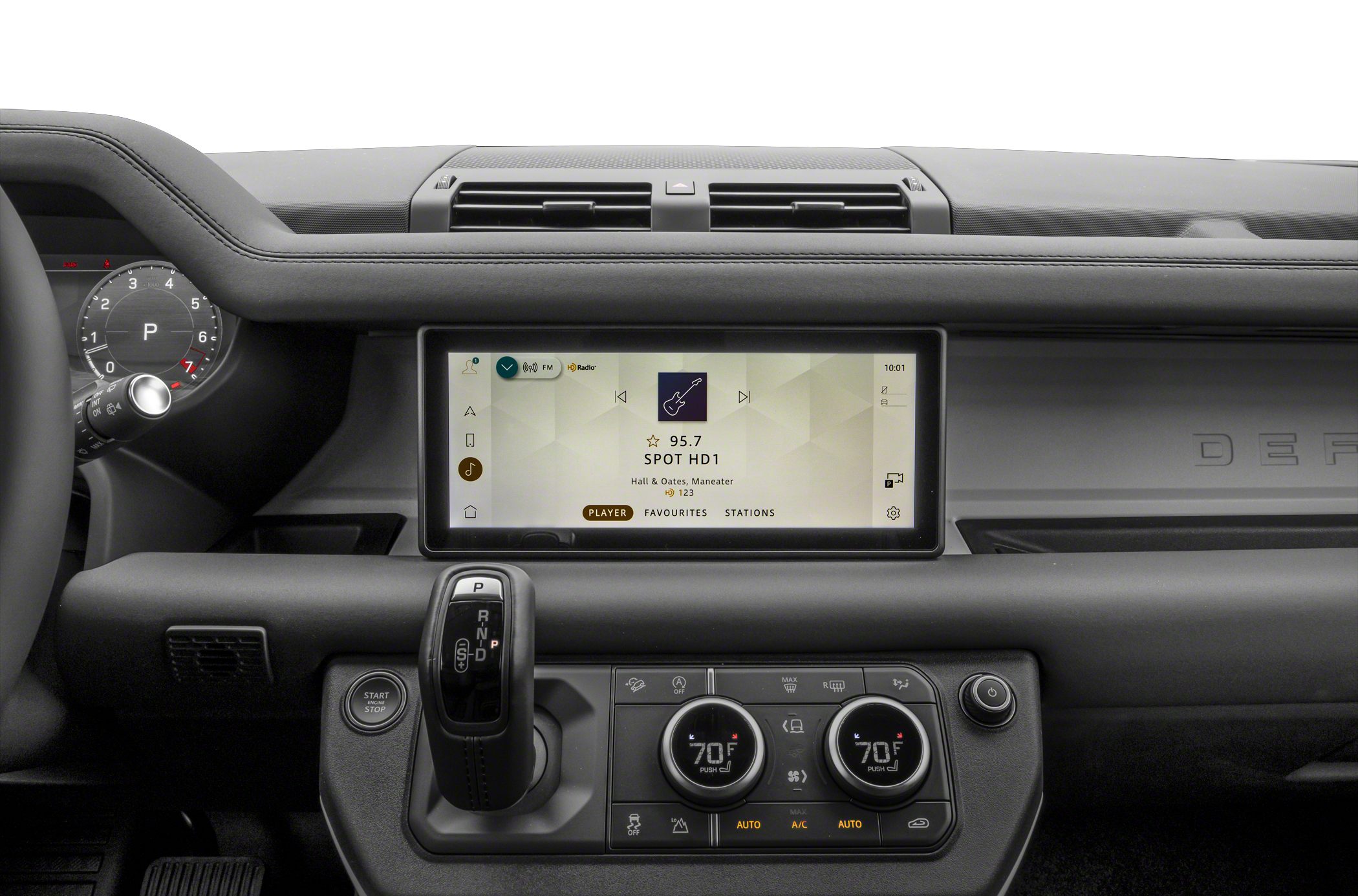 Touchscreen infotainment and dual-zone climate control dashboard