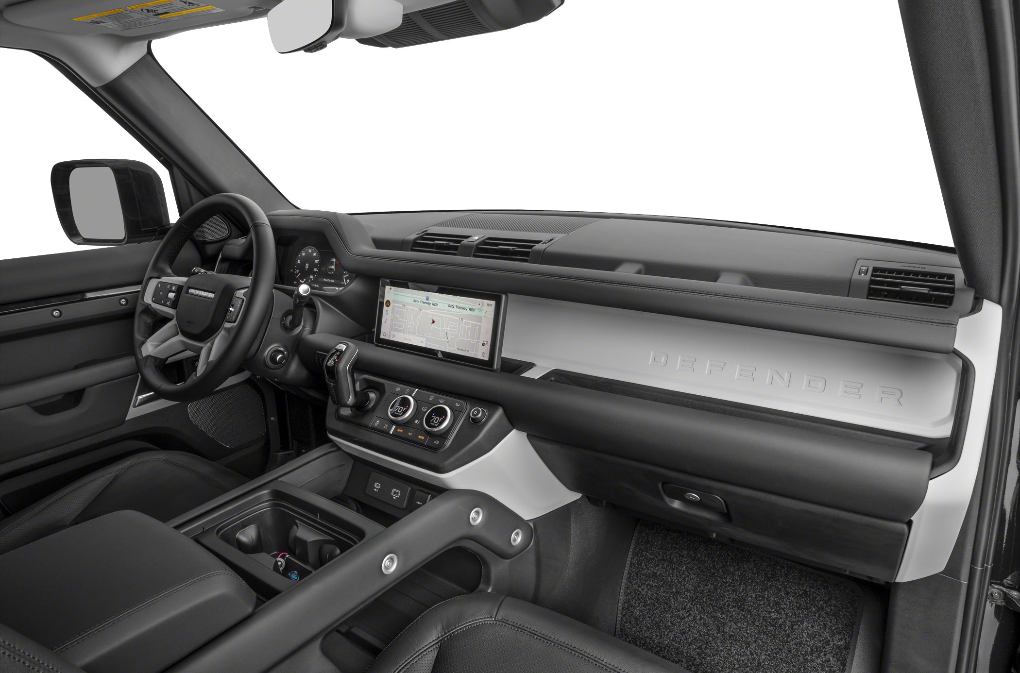 Interior dashboard with digital instrument cluster and infotainment screen