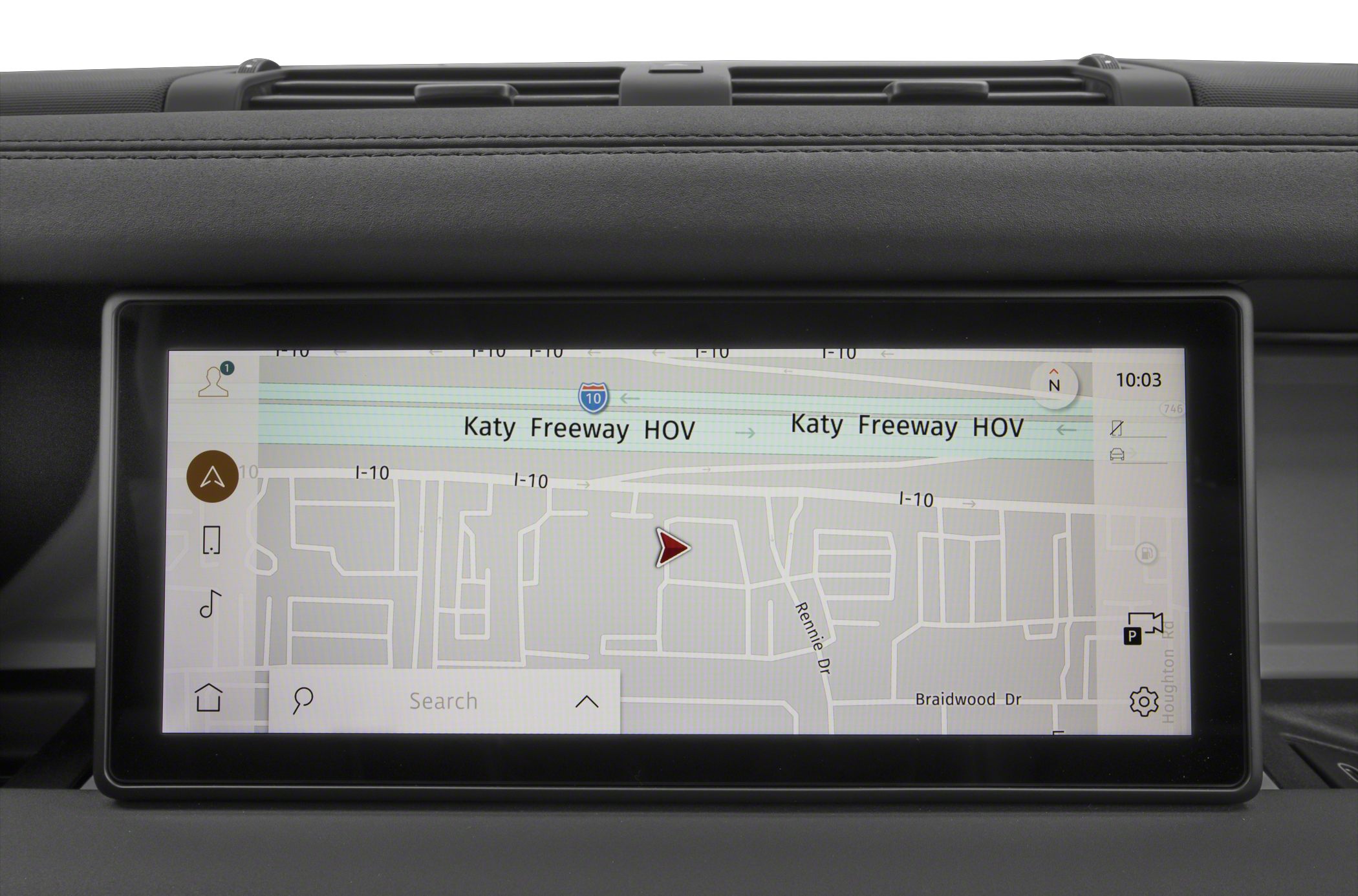 Digital navigation system screen inside vehicle dashboard