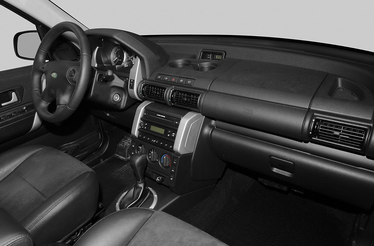 Dashboard and steering wheel of a classic SUV interior