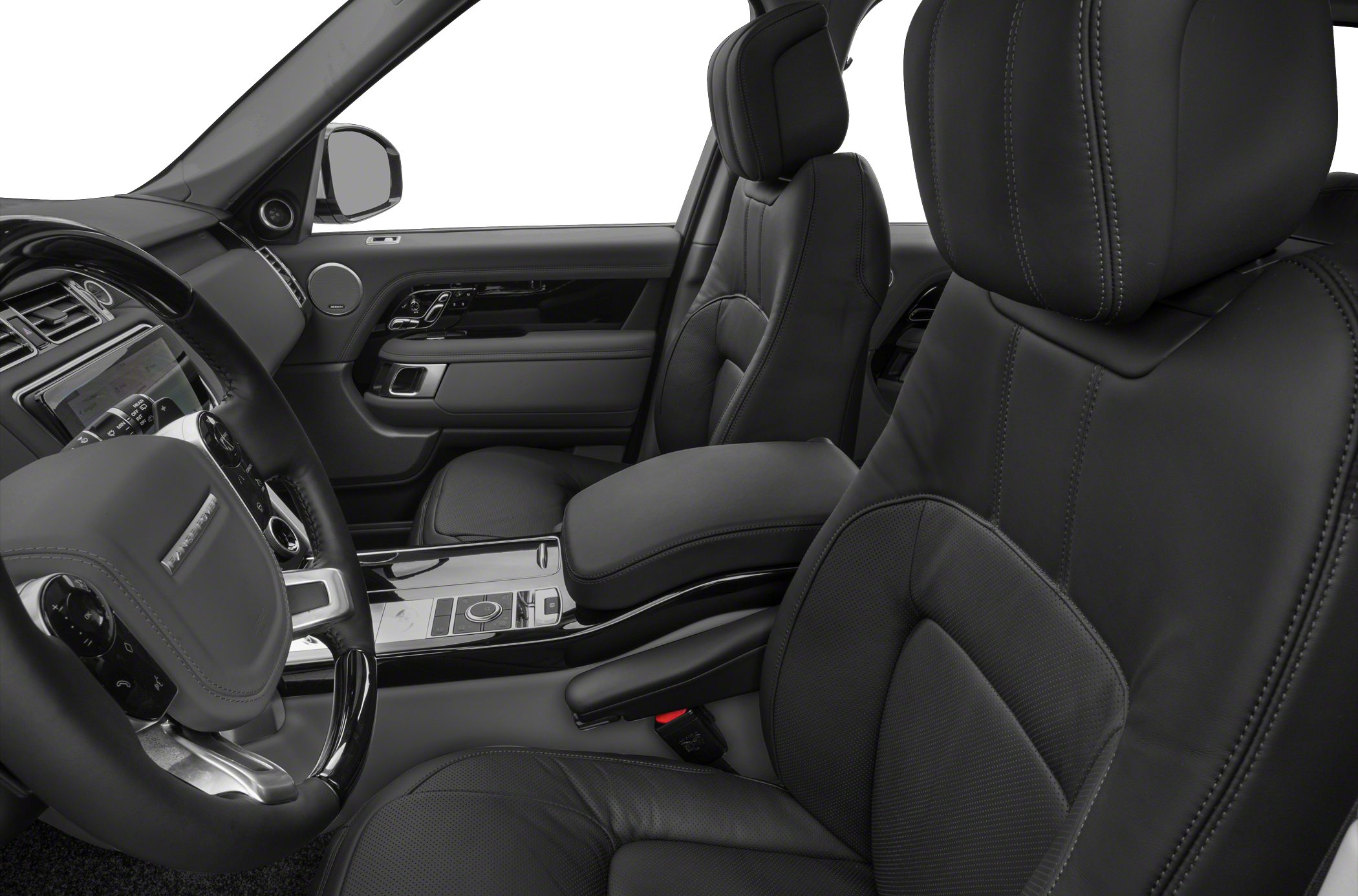 Leather front seats and modern dashboard with advanced controls