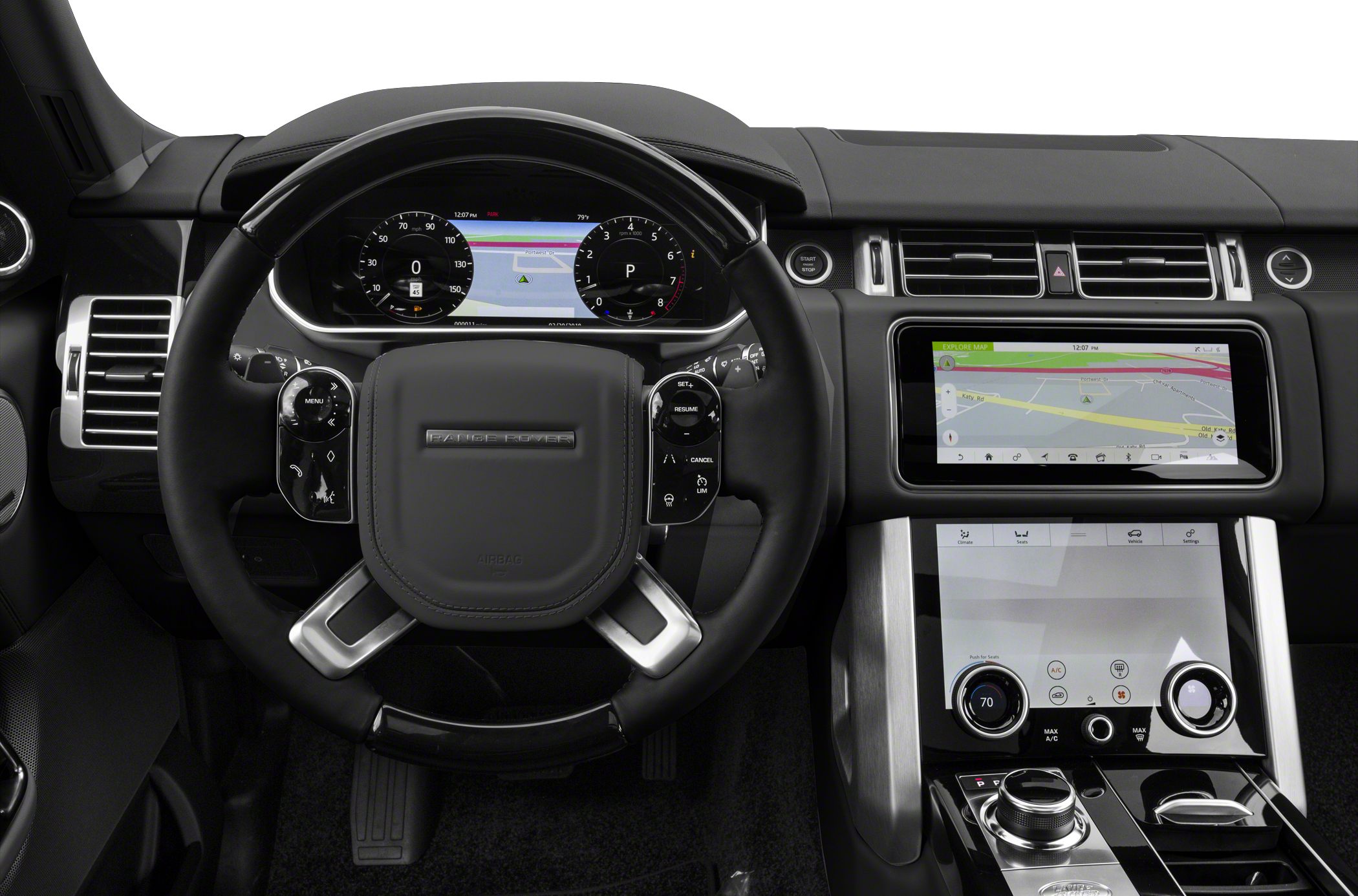 Digital instrument cluster and dual touchscreen infotainment system
